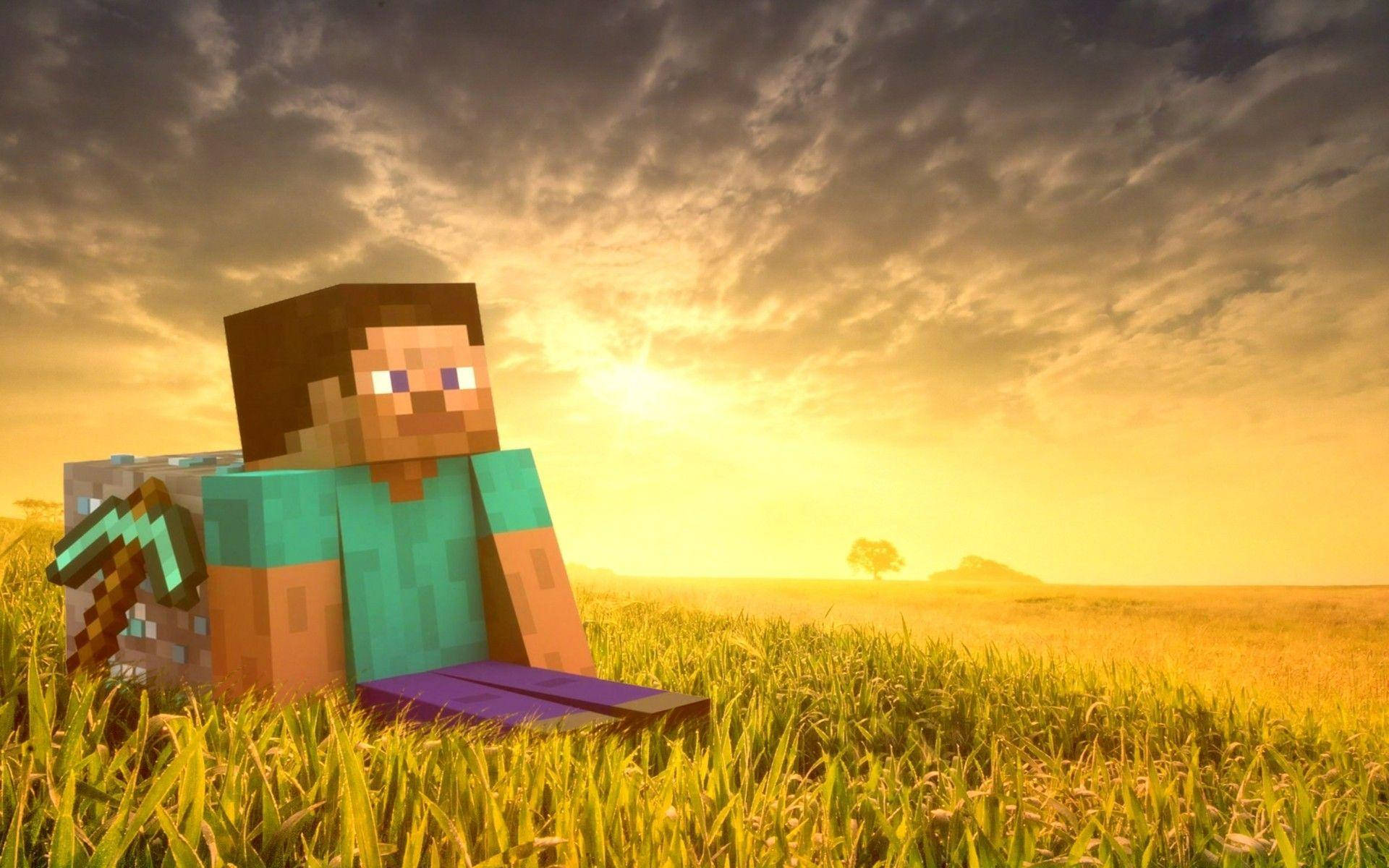 Tuklasin ang Kasiyahan ng Isang Bagong Mundo kasama si Minecraft Steve Wallpaper