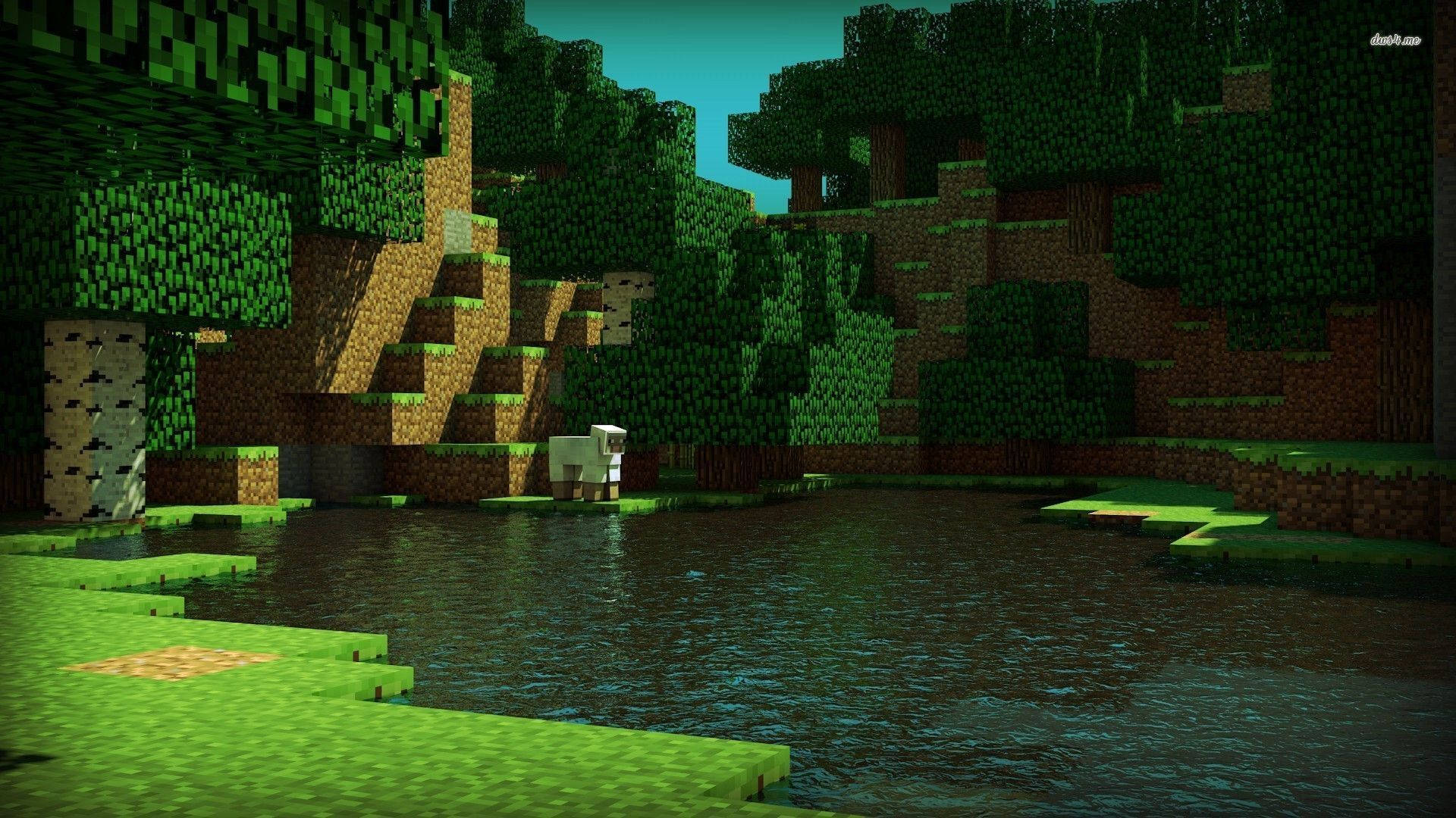 Tuklasin ang Luntiang Parang ng Mundo ng Minecraft Wallpaper