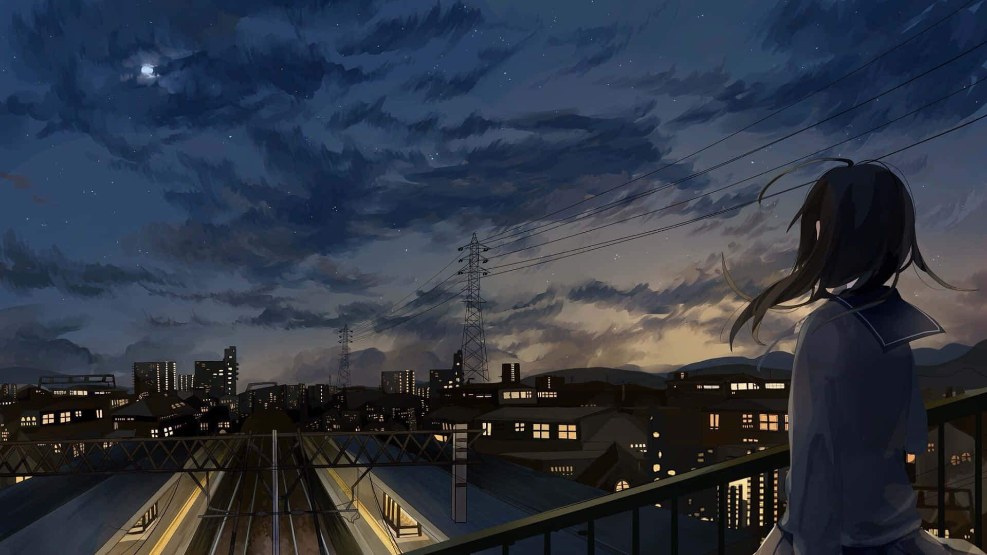Tuklasin ang makulay na mga lansangan ng Anime City! Wallpaper