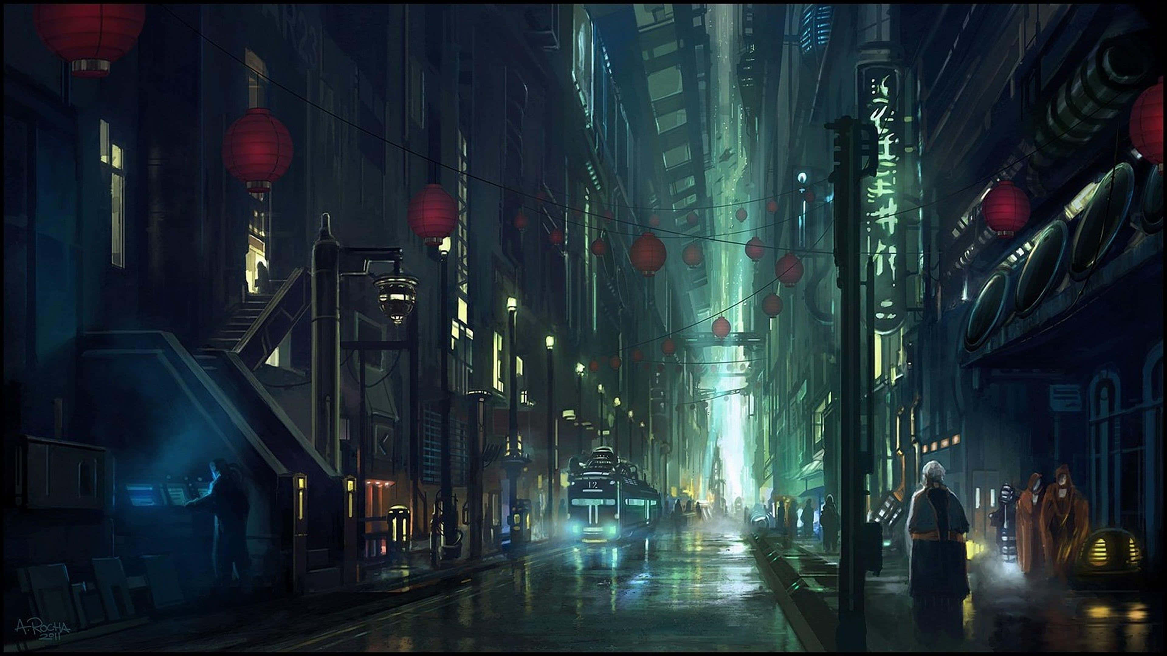 Tuklasin ang makulay na mundo ng Anime City at hanapin ang pakikipagsapalaran na humihingi sa iyo Wallpaper