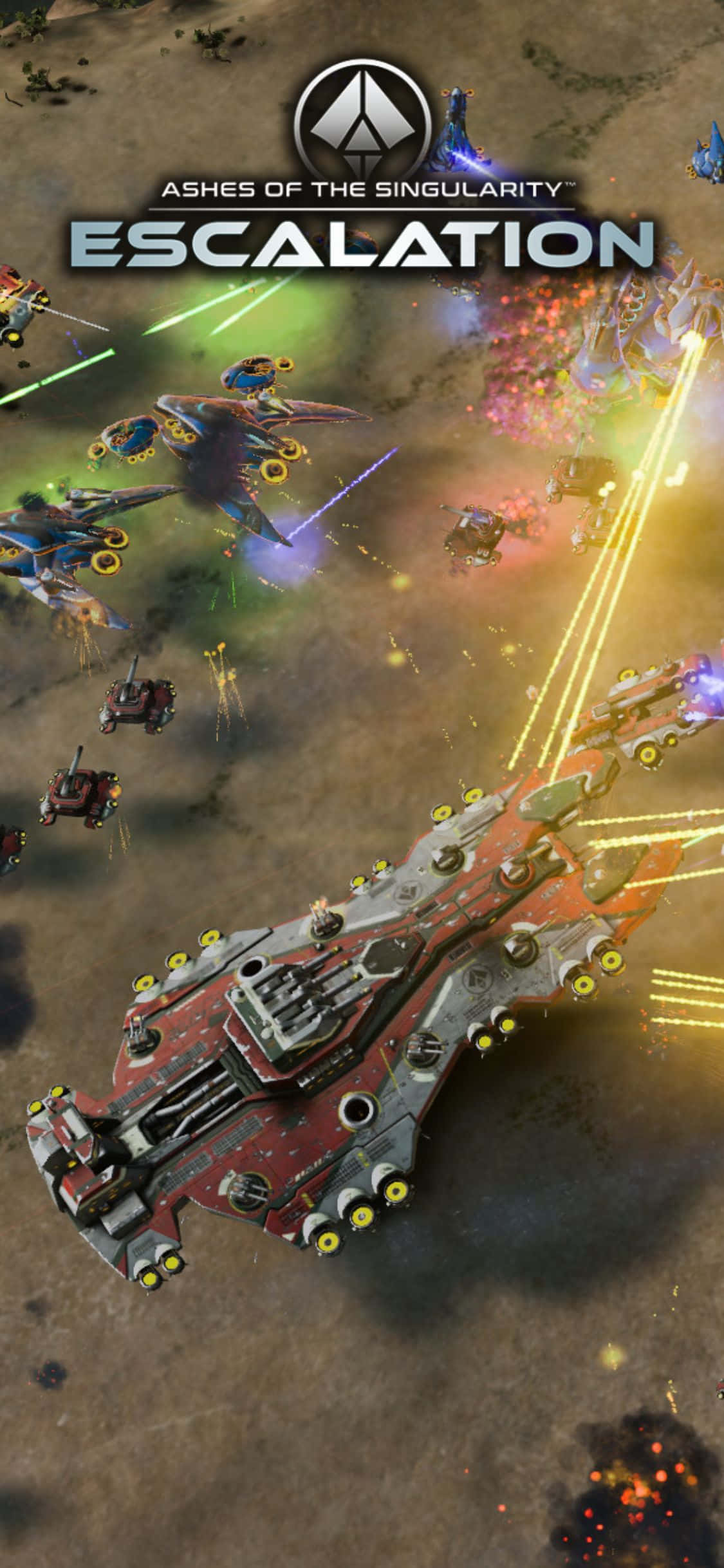 Tuklasin ang Malawak na Mundo ng Ashes Of The Singularity Escalation sa Iyong iPhone X Wallpaper