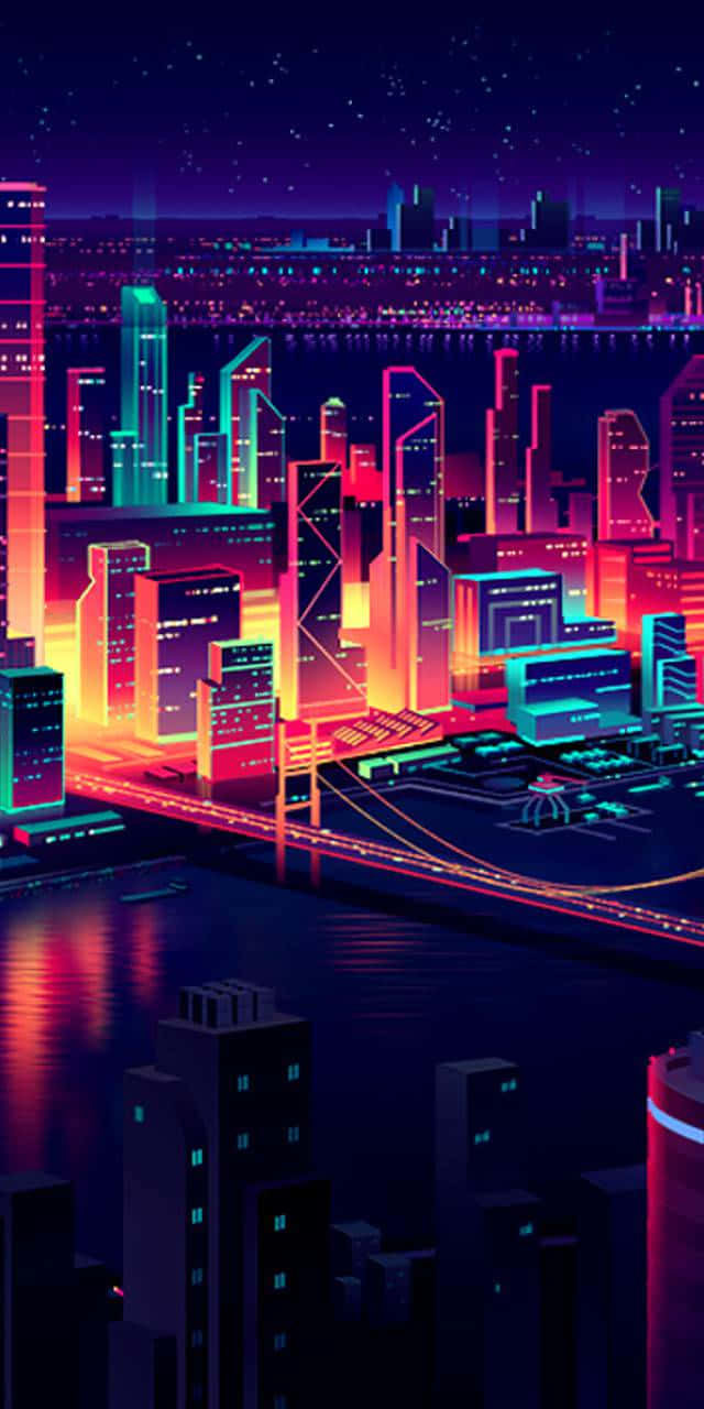 Tuklasin ang nakasisilaw na mga ilaw ng Neon City Wallpaper