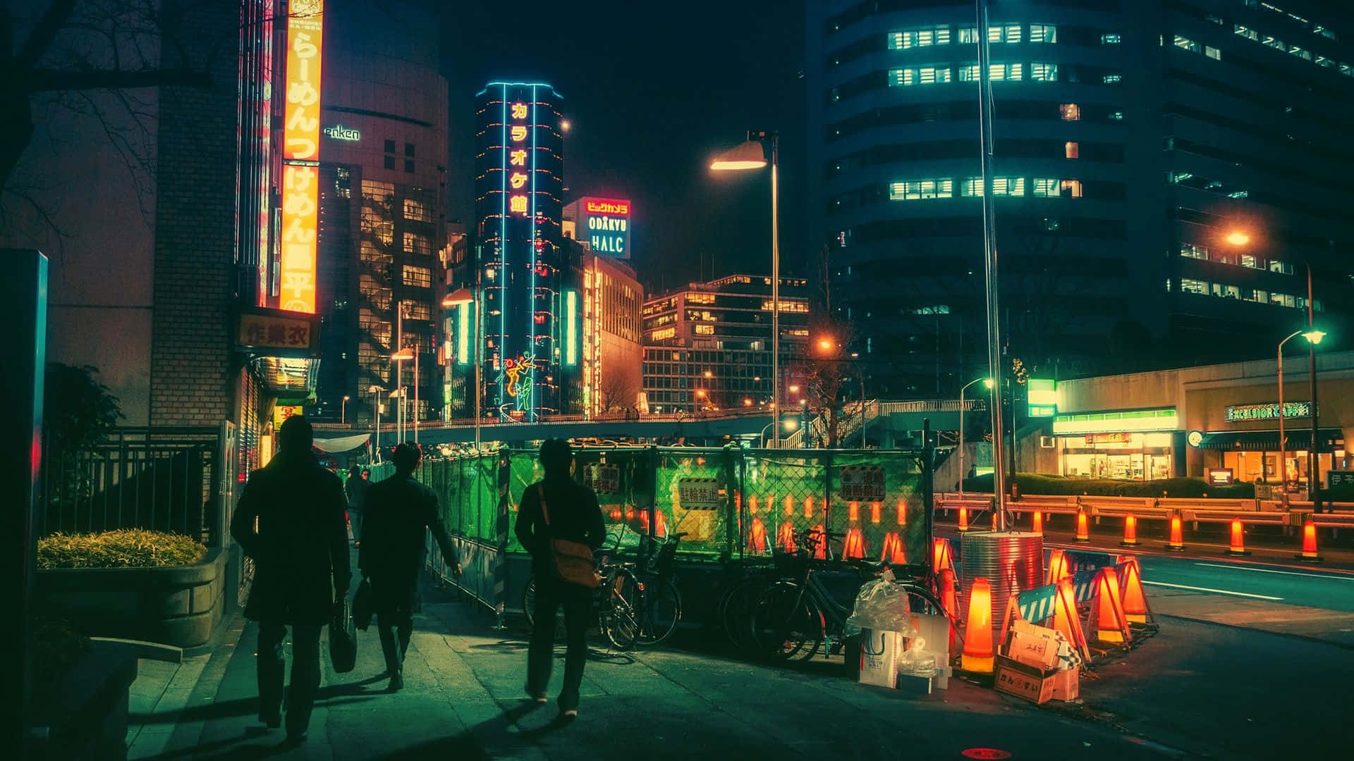 Tuklasin ang urban oasis ng Neon City Wallpaper