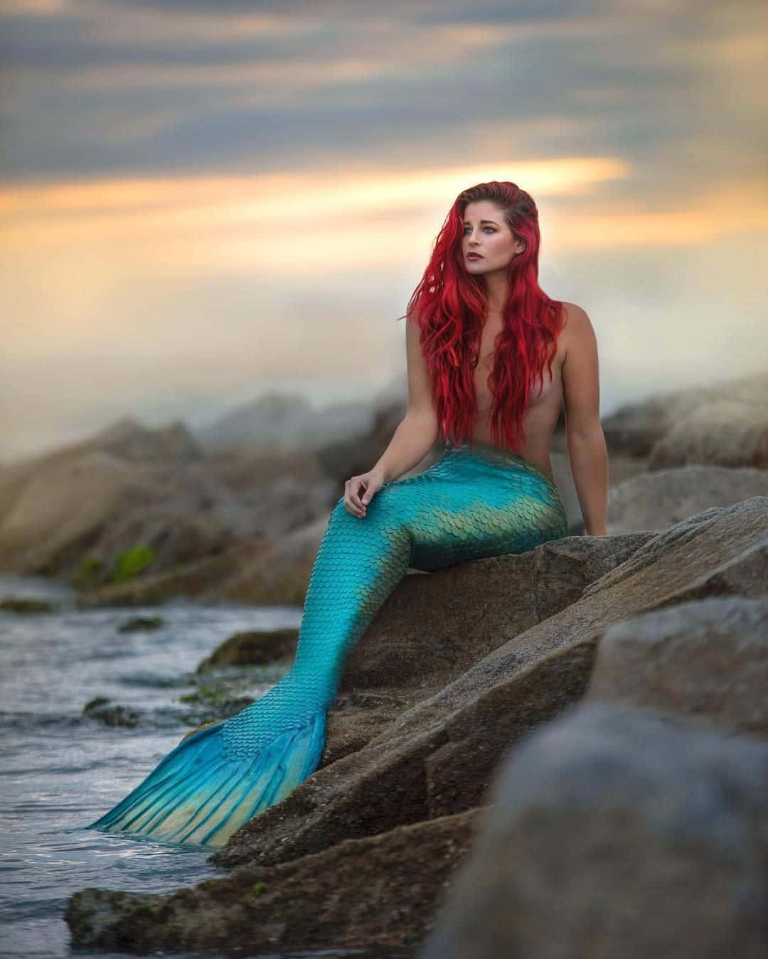 Tunay na Litrato ng Sirena sa Bato Wallpaper