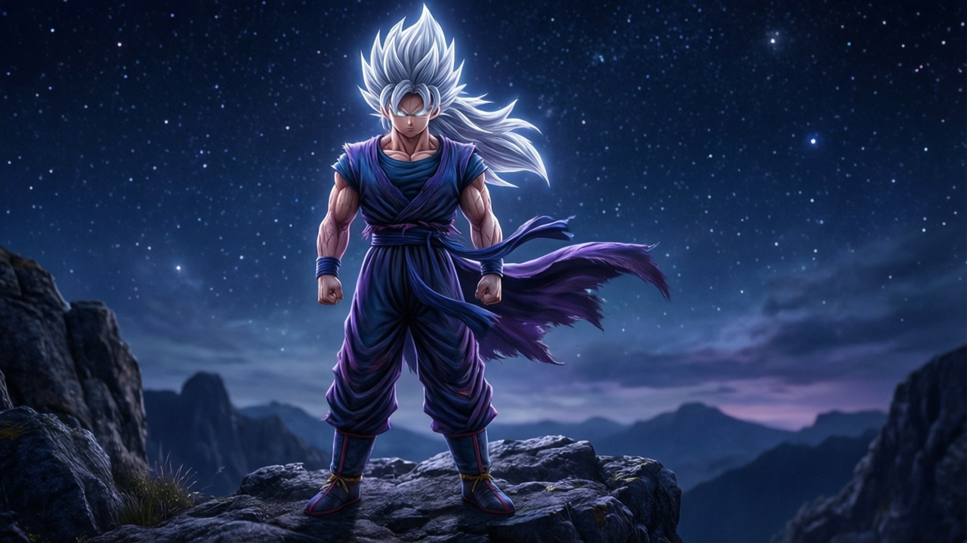 Ultra Instinct sa Ilalim ng mga Bituin Wallpaper