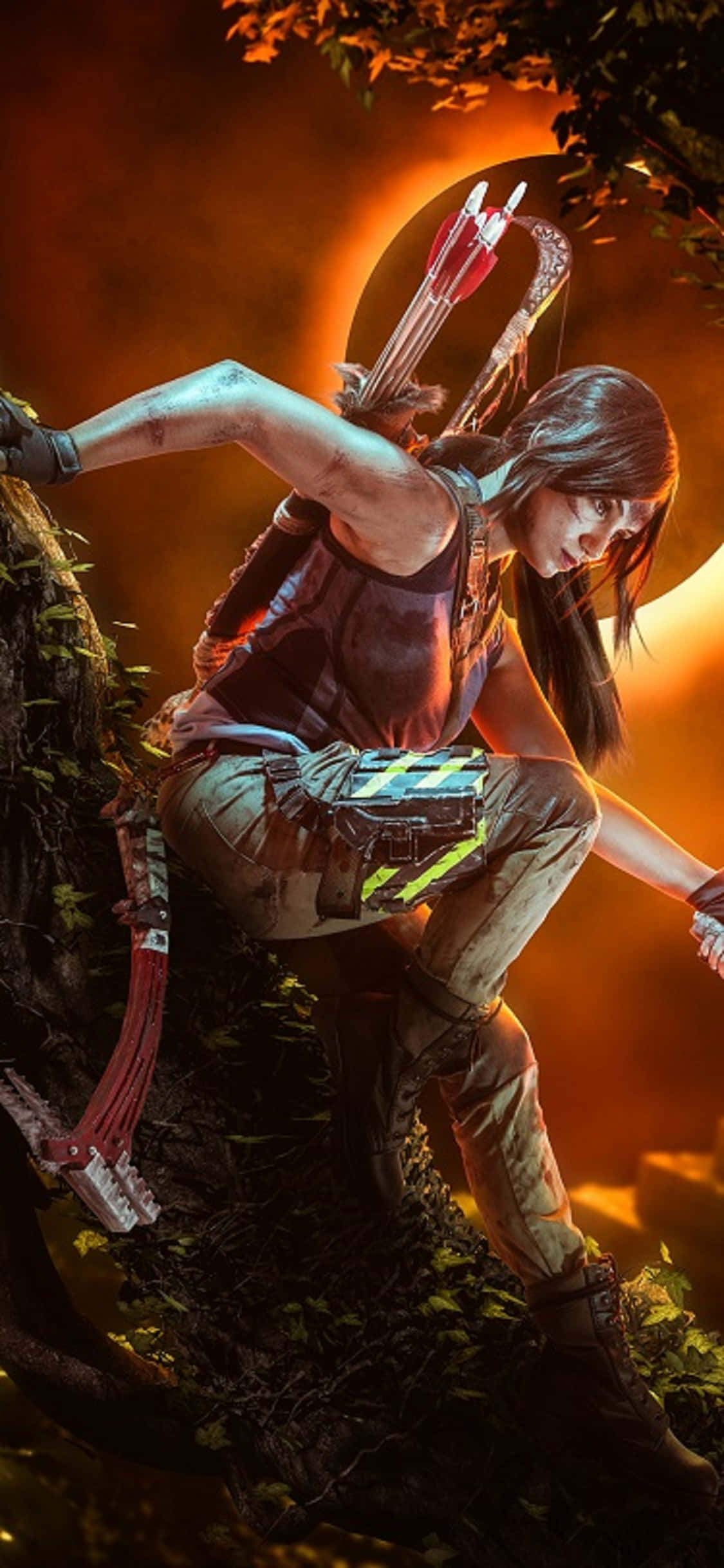 Tuklasin ang mga misteryo ng mundo sa iPhone X Shadow of the Tomb Raider Wallpaper