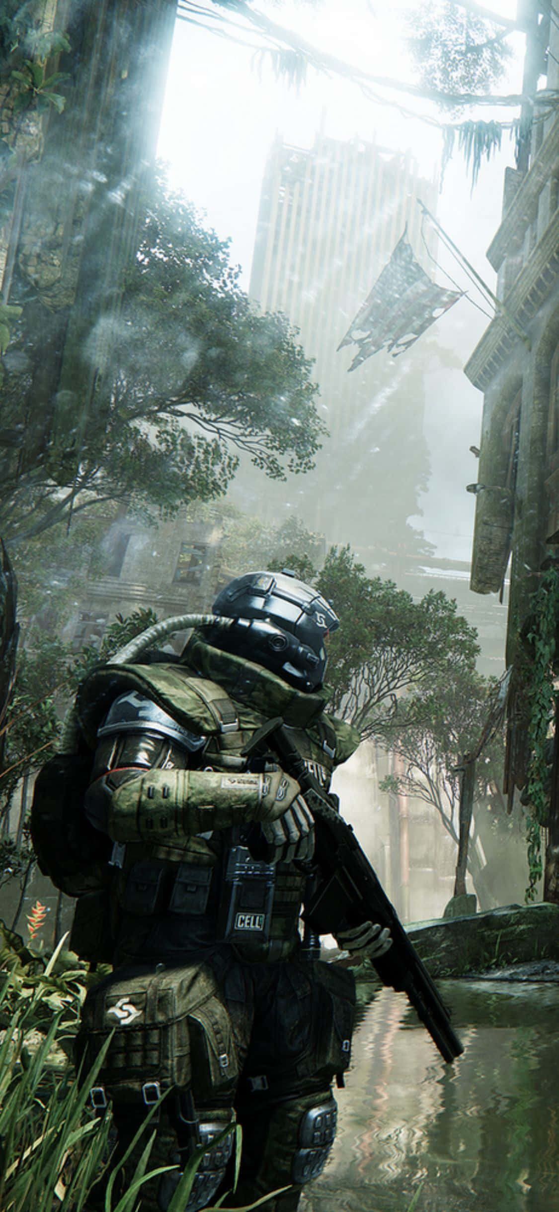 Nakakawing kapangyarihan na inihayag sa bagong Crysis 3 na dinisenyo para sa iPhone X Wallpaper