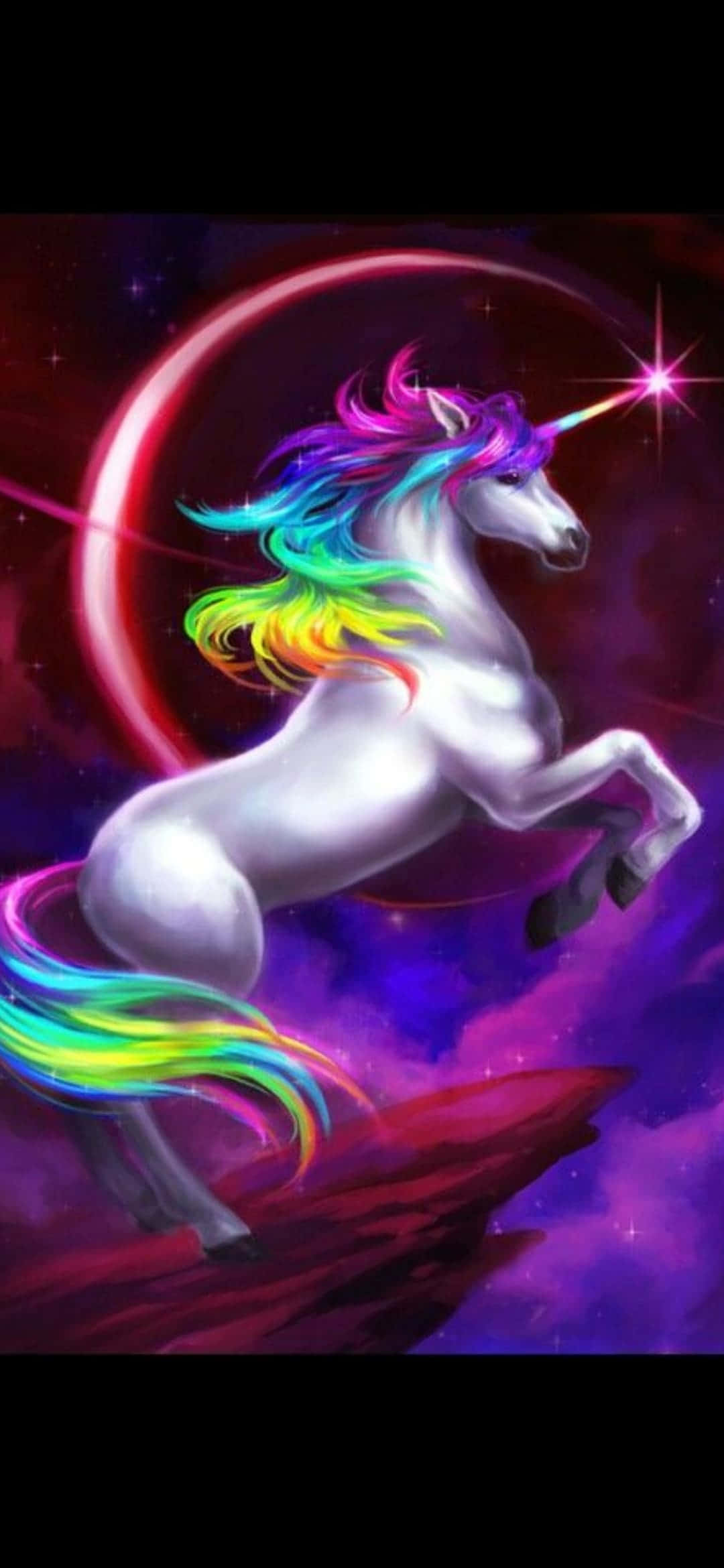 Unicorn Makulay na Buhok at Sungay na Background Wallpaper