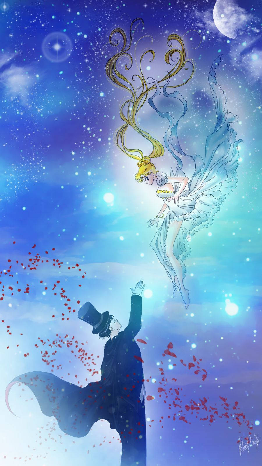 Usagi at Tuxedo Mask Sailor Moon iPhone Wallpaper