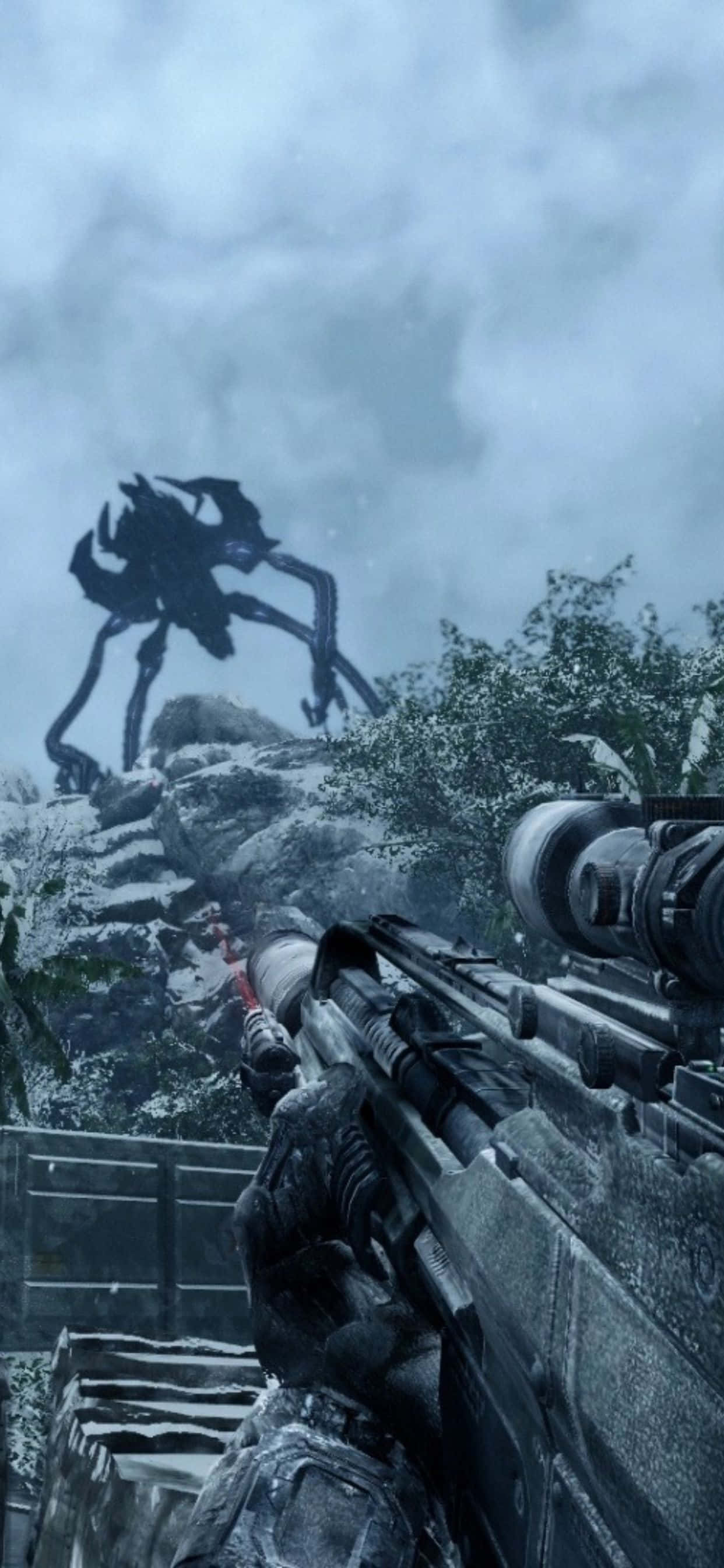 "Command the battlefield with legendary power and visuals on the iPhone Xs Max Crysis Warhead." Wallpaper