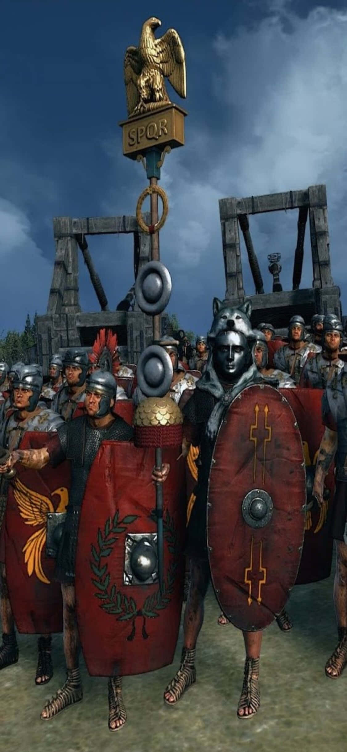 Utusan ang iyong mga tropa sa mundo ng Total War: Rome 2 sa iyong iPhone Xs Wallpaper