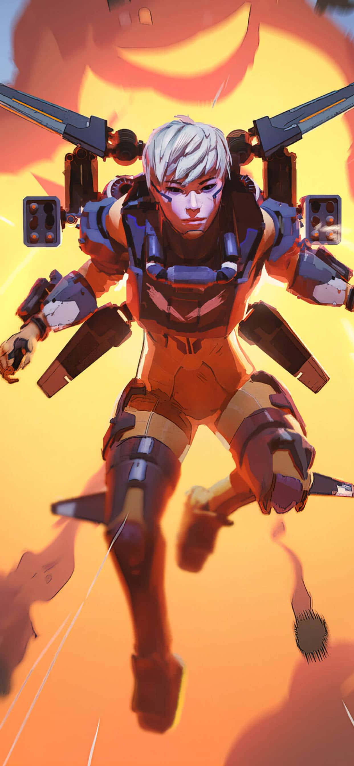 Valkyrie Apex Legends Tumalon Laban sa Eksplosyon Wallpaper