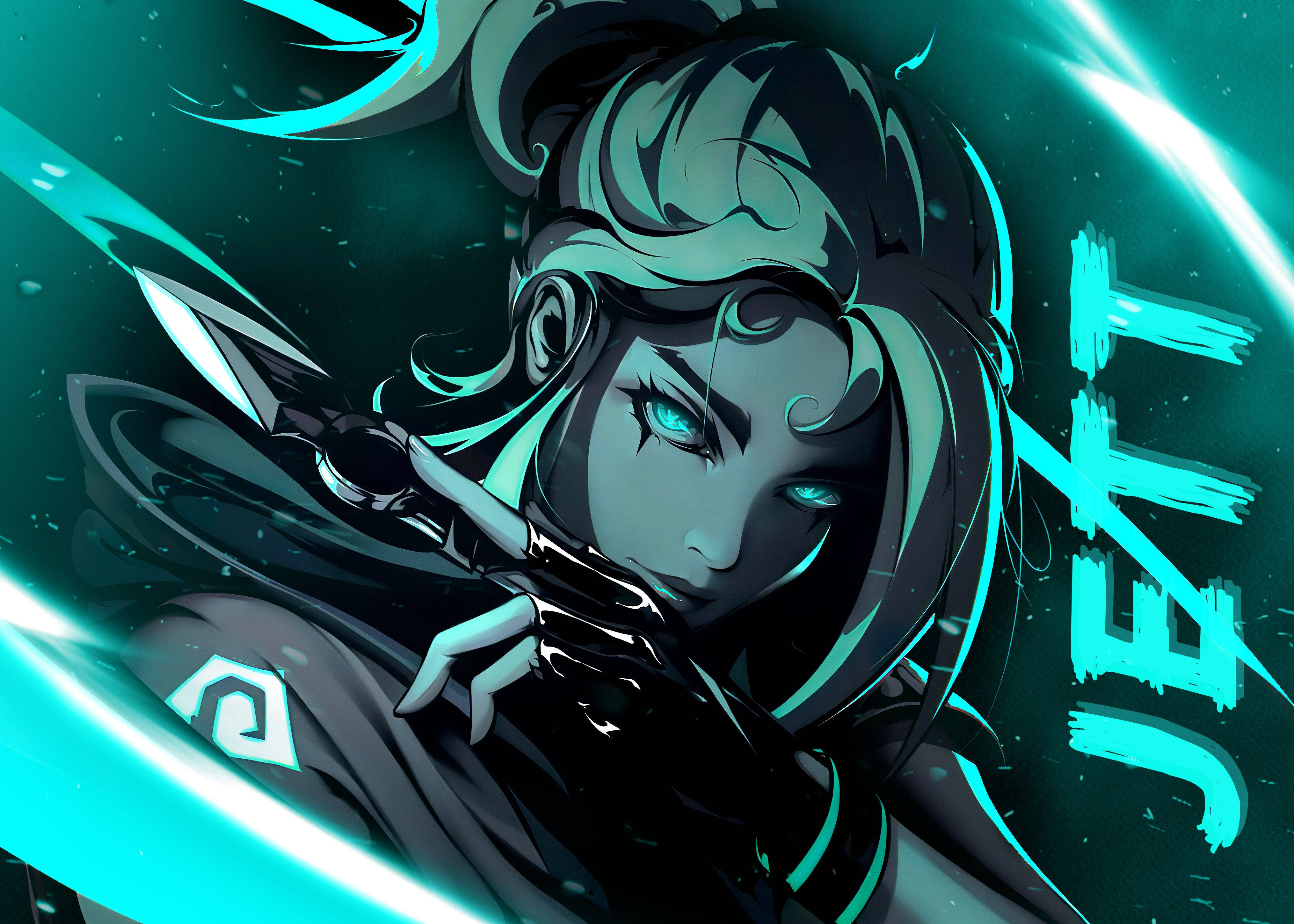 Valorant Jett Asul na Mata Wallpaper