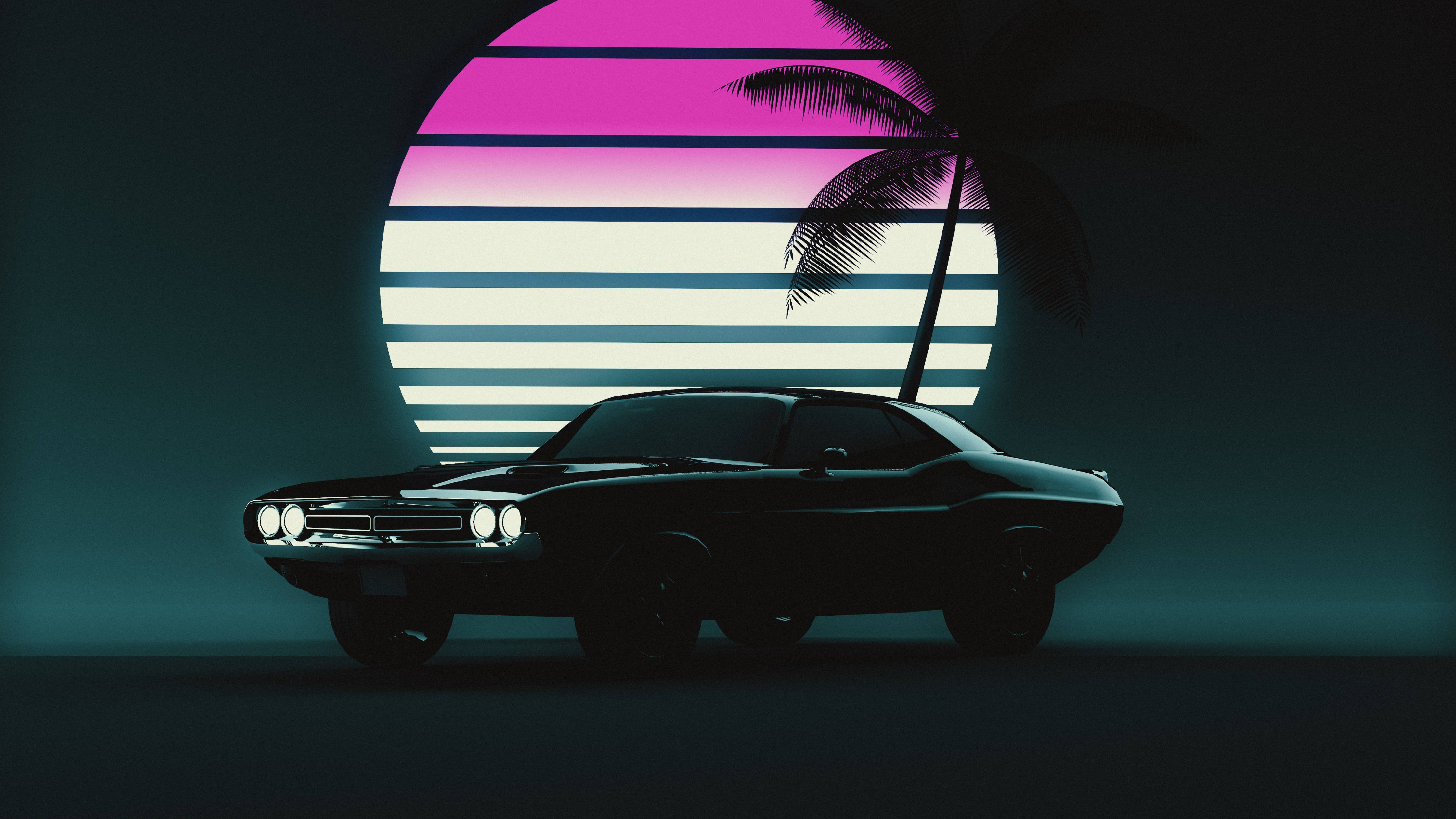 Vaporwave Aesthetic 4K Laptop na Kotse Wallpaper