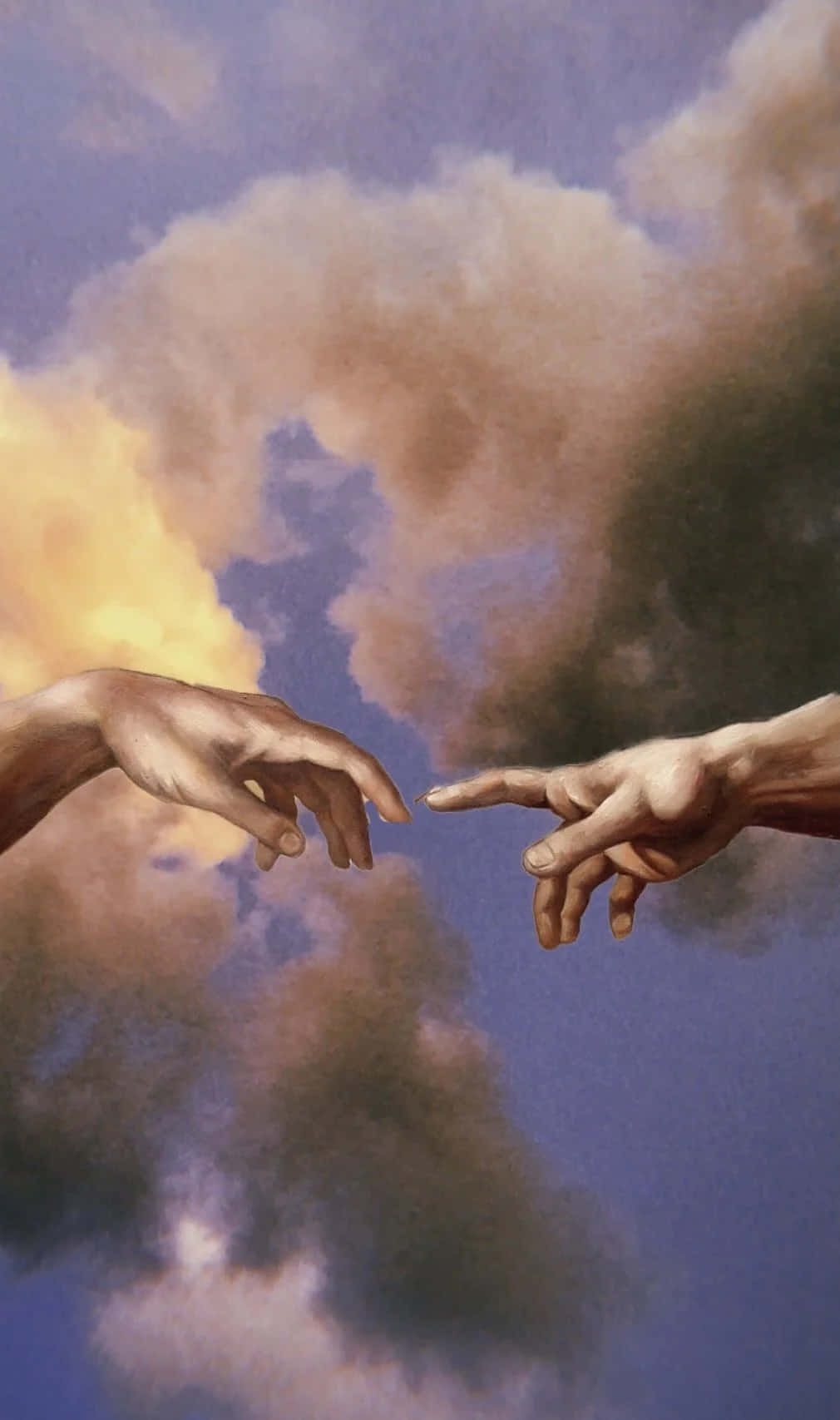 Vertical Creation Of Adam 4K Finger Detail Wallpaper