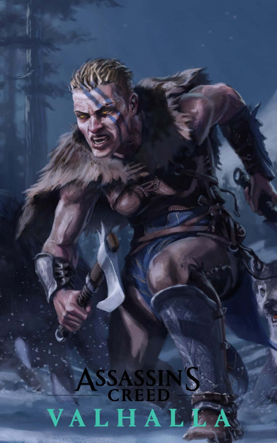 Viking na May Mga Lobo 1440p Assassin's Creed Valhalla Background Wallpaper