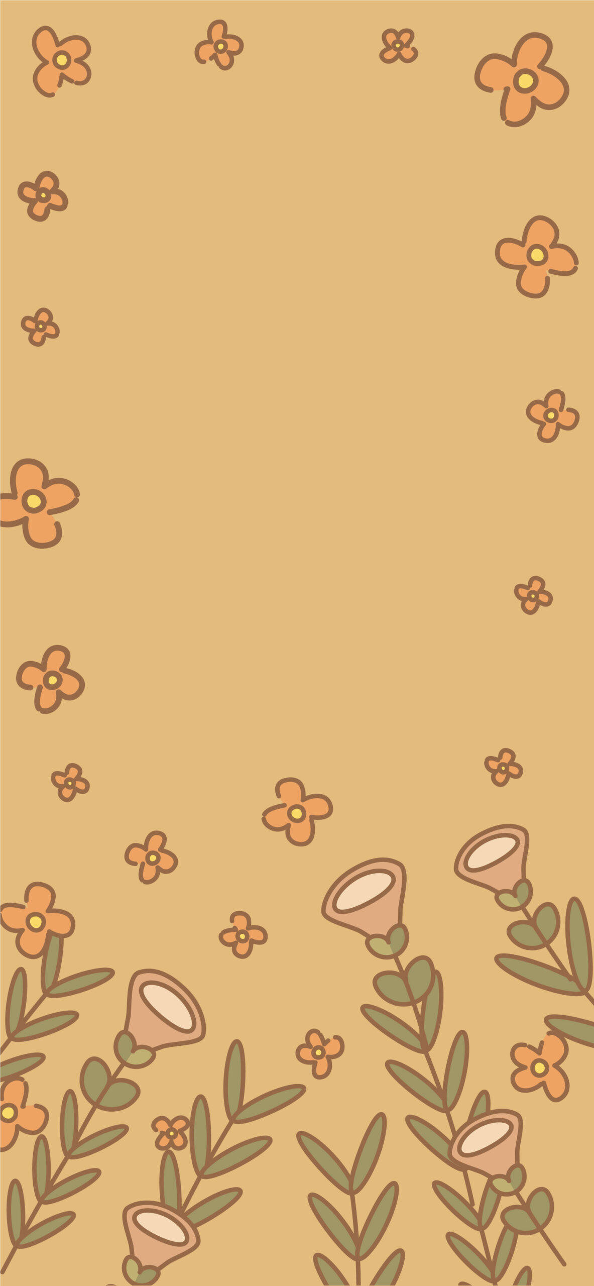 Vintage Flower Illustrations Spring iPhone Wallpaper