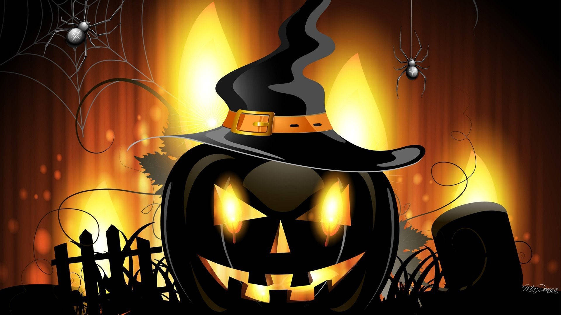 Vintage Halloween na Itim na Kalabasa na Parol Wallpaper