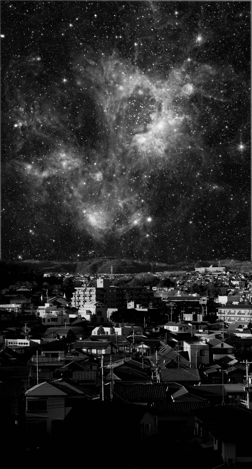 Vintage iPhone Madilim na Lungsod at mga Bituin Wallpaper