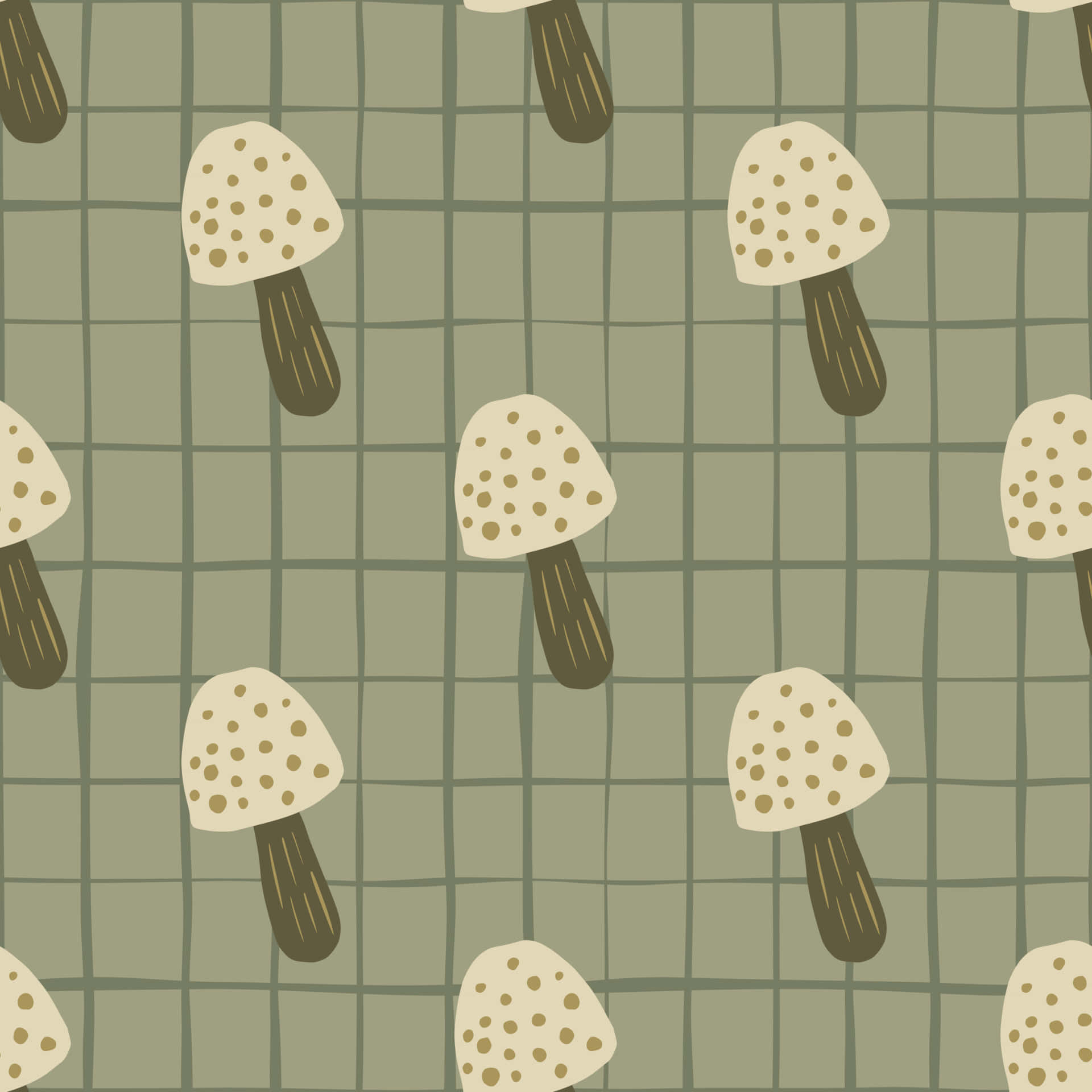 Vintage na Cute na Kabute na Checkered Pattern Wallpaper