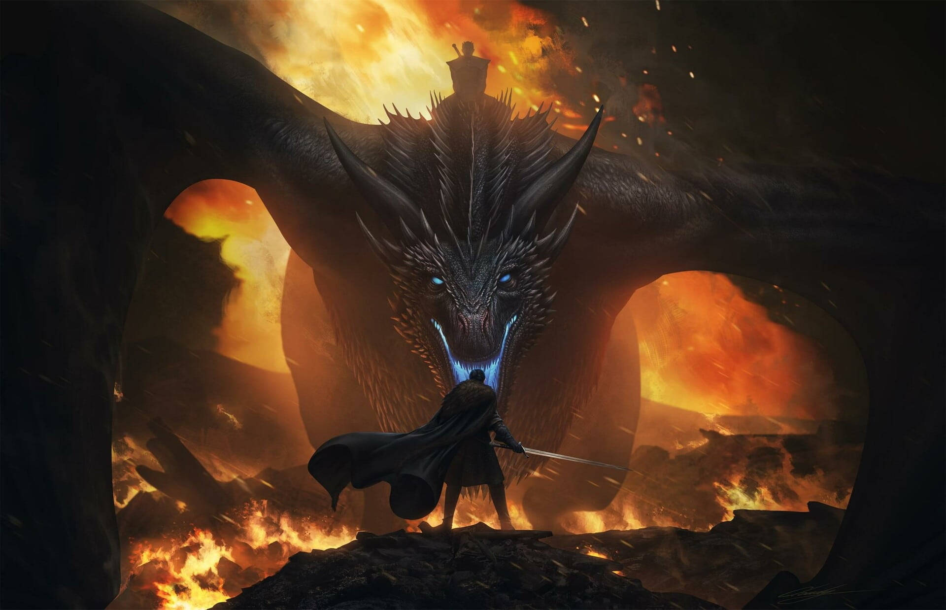Viserion Laban kay Jon Snow Game of Thrones Wallpaper