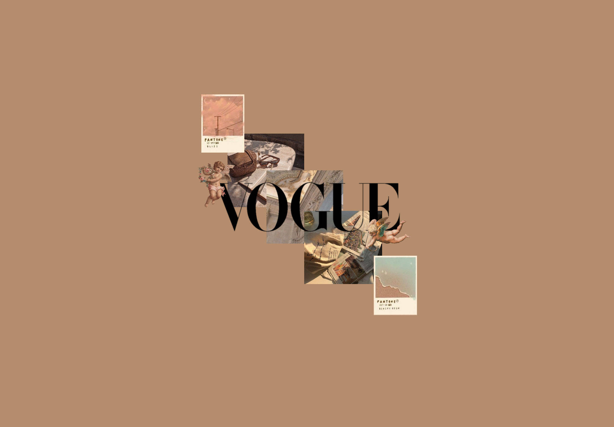 Vogue Magazine Sa Beige Brown Aesthetic Wallpaper