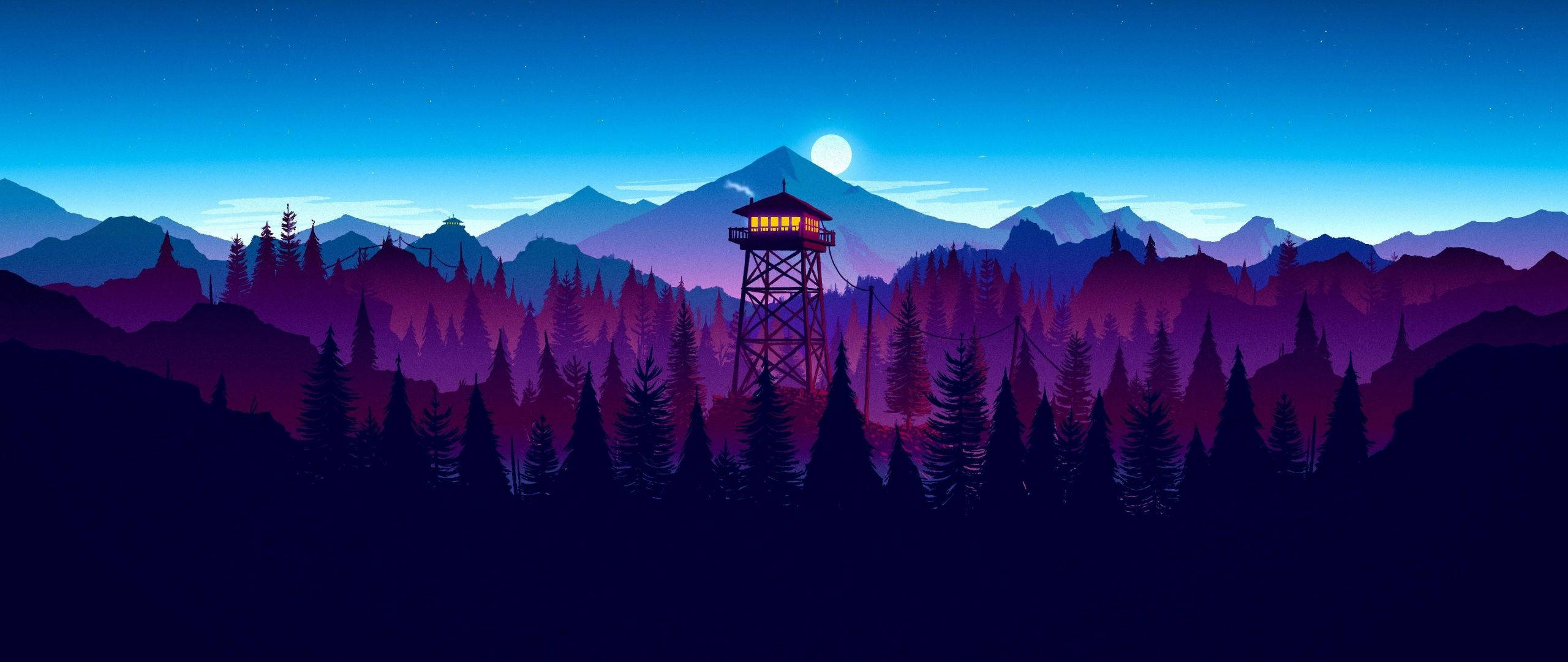 "Nagbabantay sa isang misteryosong lila na langit" Wallpaper