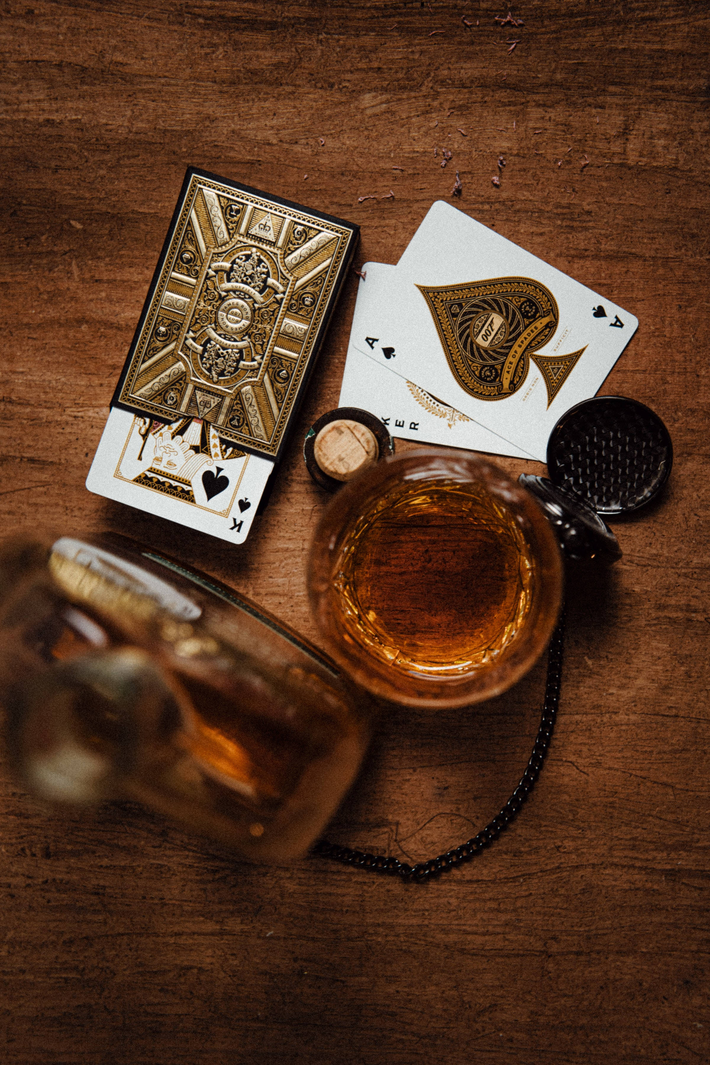 Whiskey Glass at Playing Cards Wallpaper