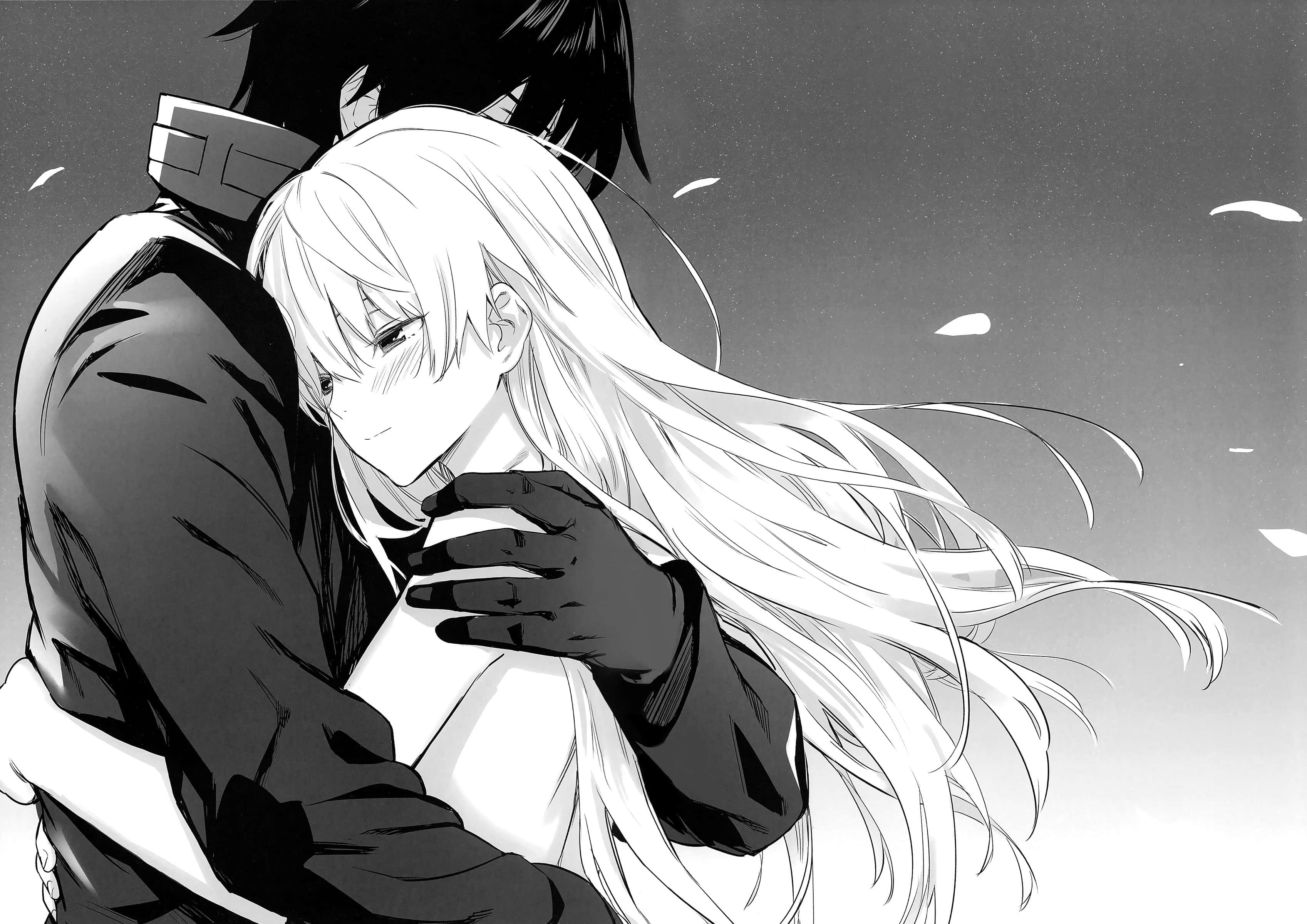 White at Black Anime Couple Profile Picture Wallpaper