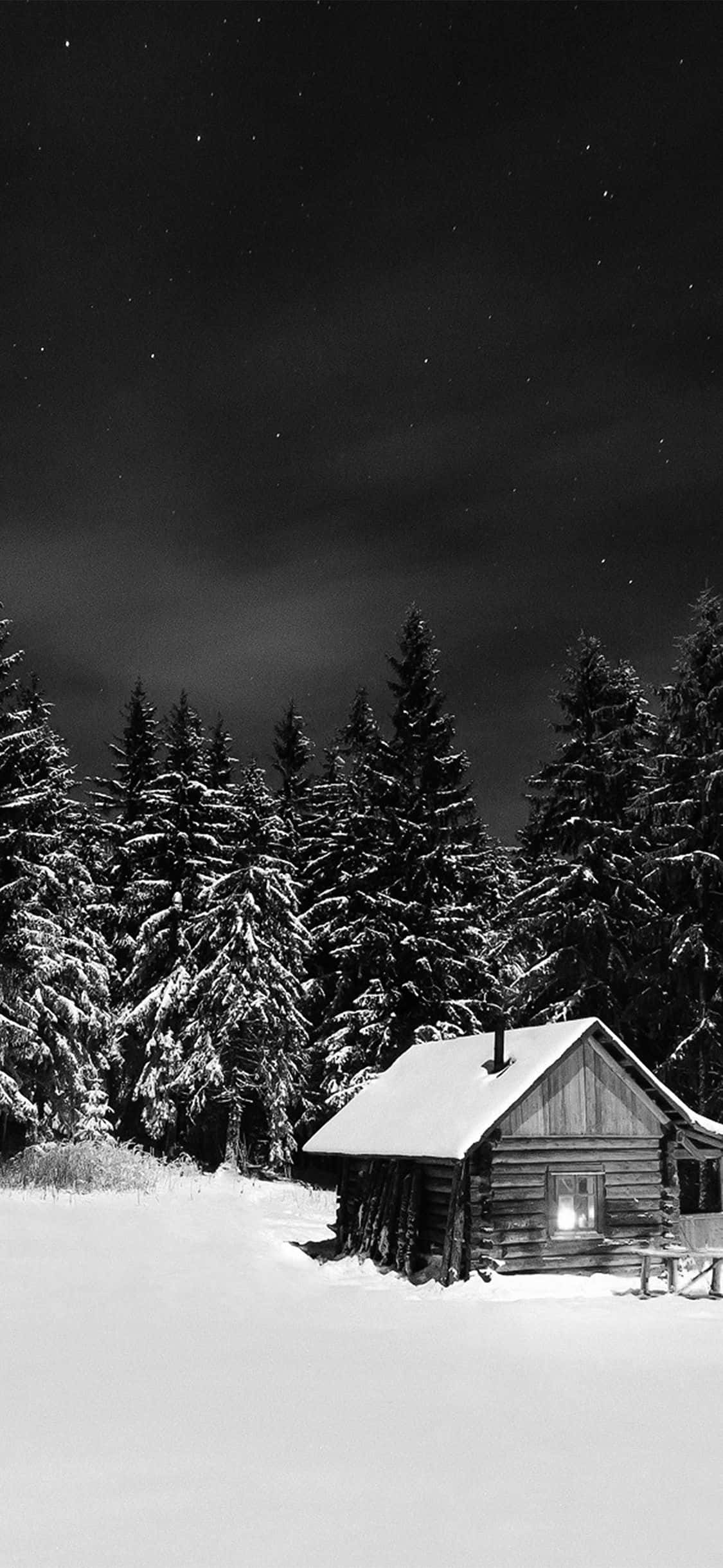 White Christmas Barn iPhone Wallpaper