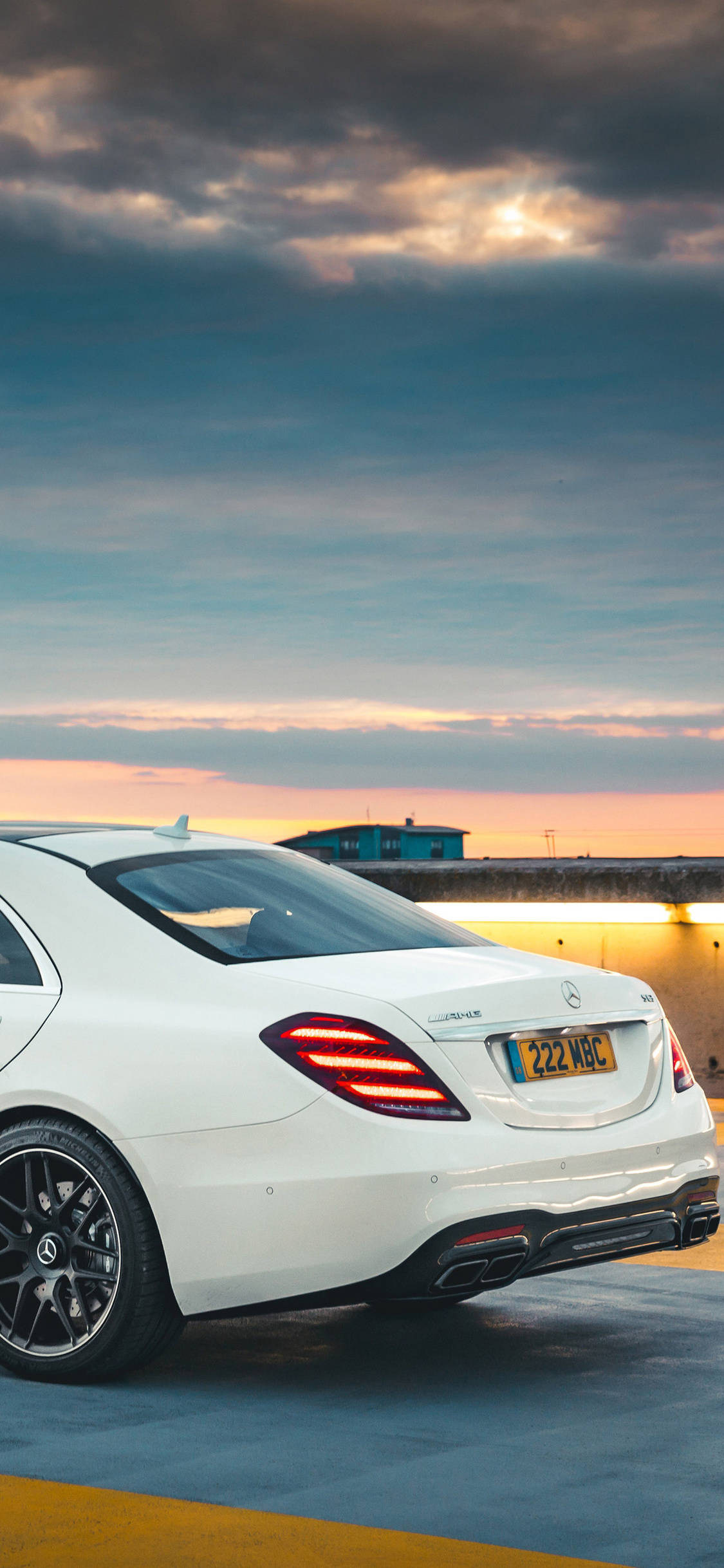 White Mercedes Benz Rear iPhone Wallpaper