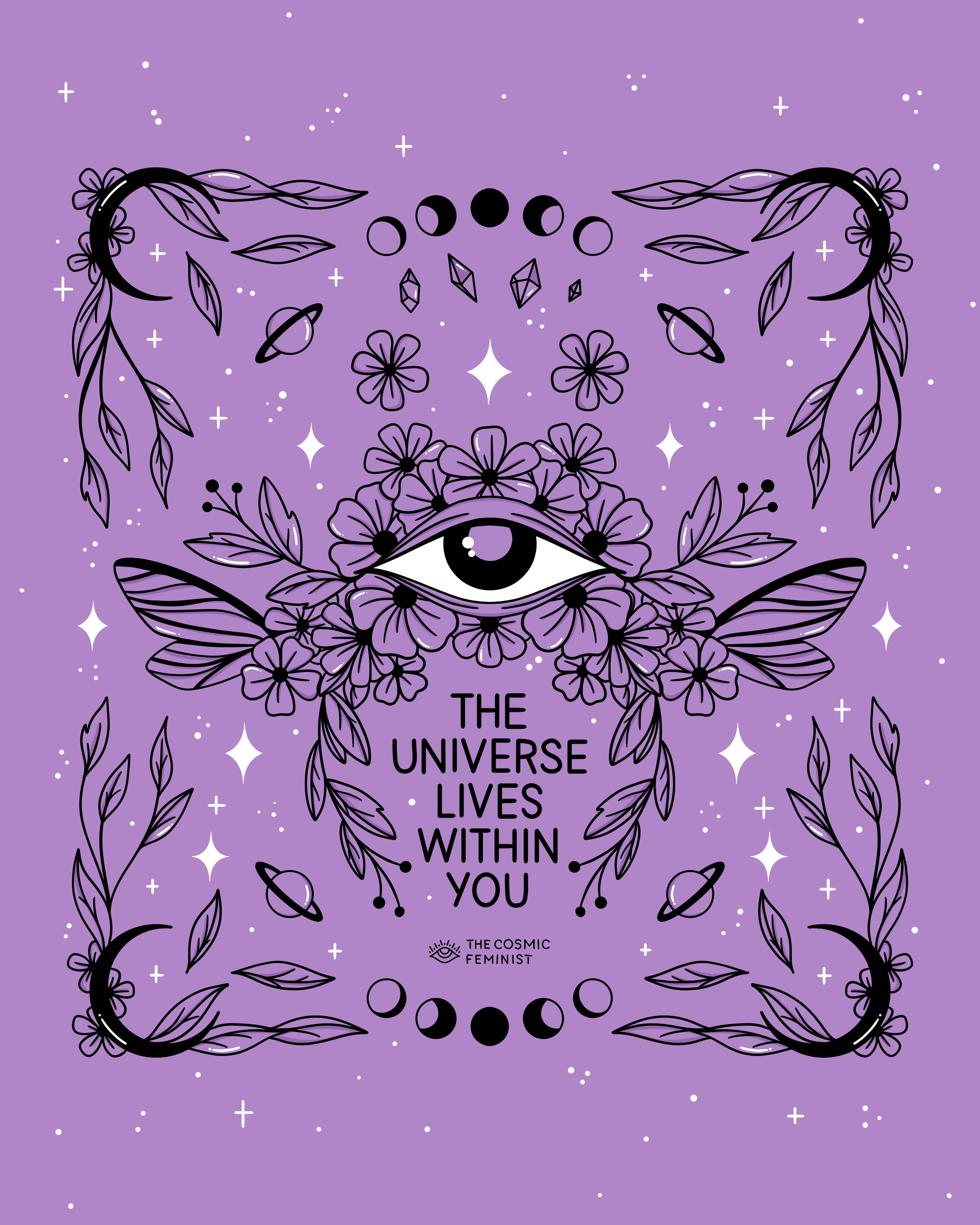 Witchy Aesthetic na Lilang Mata Wallpaper