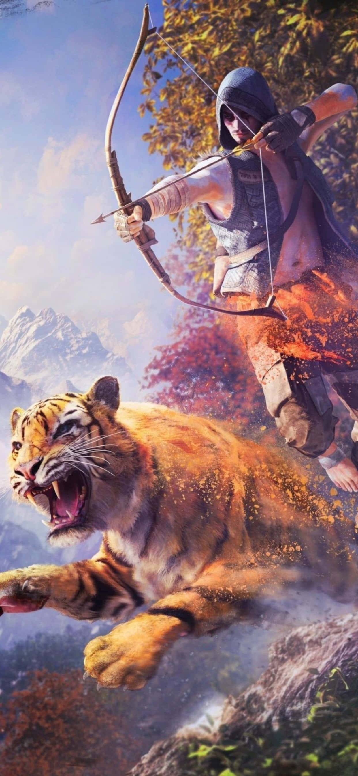 Saksihan ang magagandang tanawin at nakakaakit na mga tanawin habang ikaw ay nag-e-explore at naglalaro ng Far Cry 4 sa iPhone Xs Max. Wallpaper