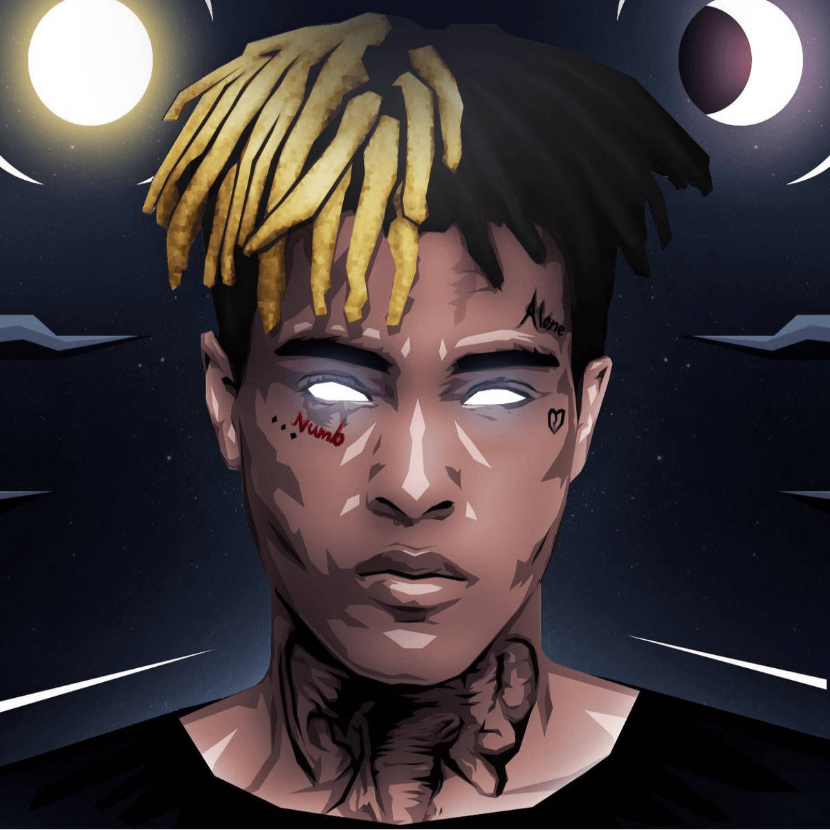 Xxxtentacion Anime na Nagliliyab ang mga Mata Wallpaper