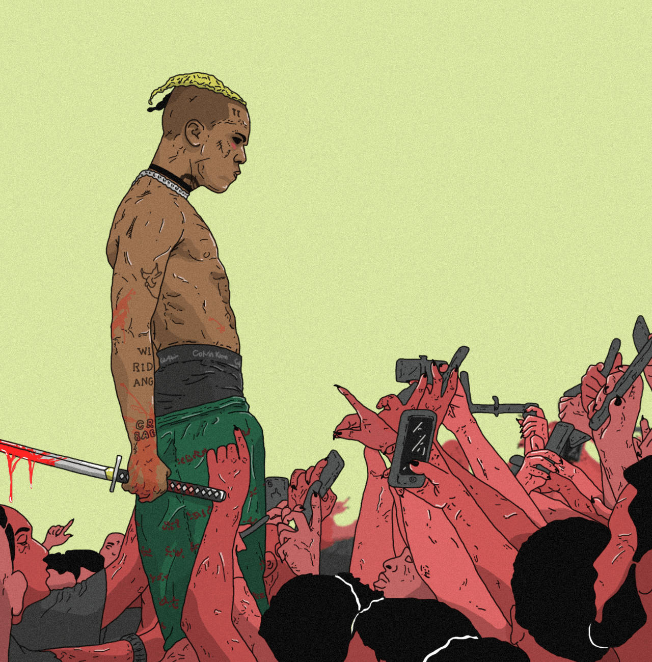 Xxxtentacion Anime Sa Gitna Ng Madla Wallpaper