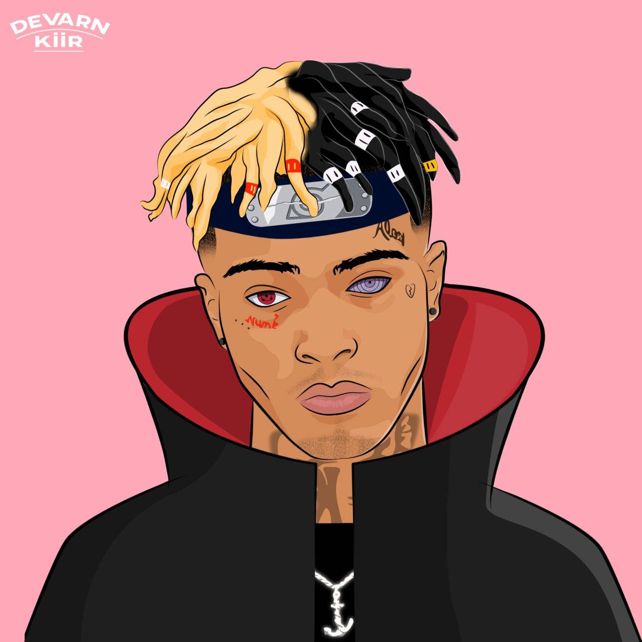 Xxxtentacion Anime na may Akatsuki Cloak Wallpaper