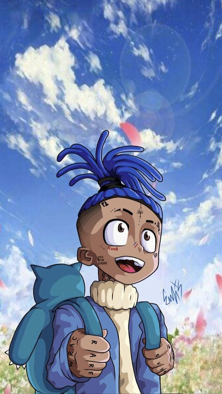 Xxxtentacion Anime na Naka-asul na Jacket Wallpaper