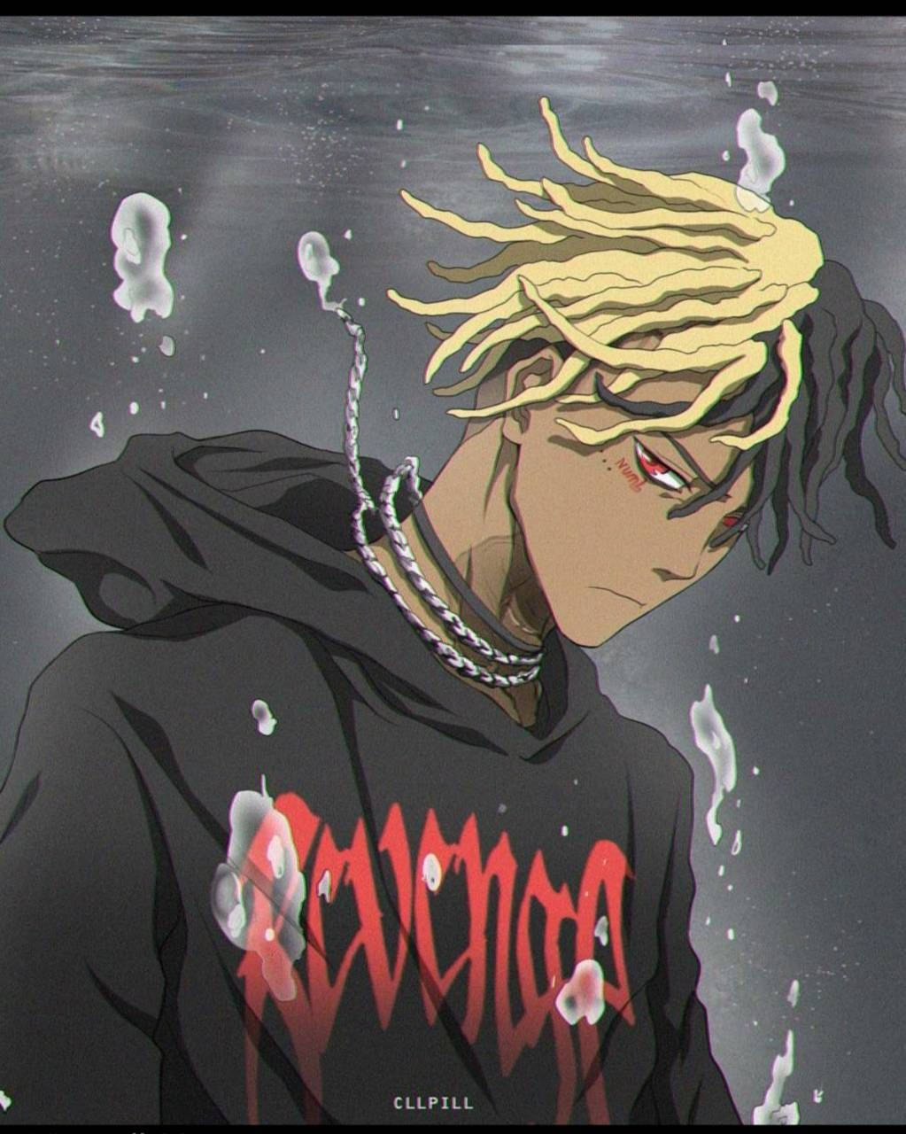 Xxxtentacion Anime Nakasuot ng Itim na Jacket Wallpaper