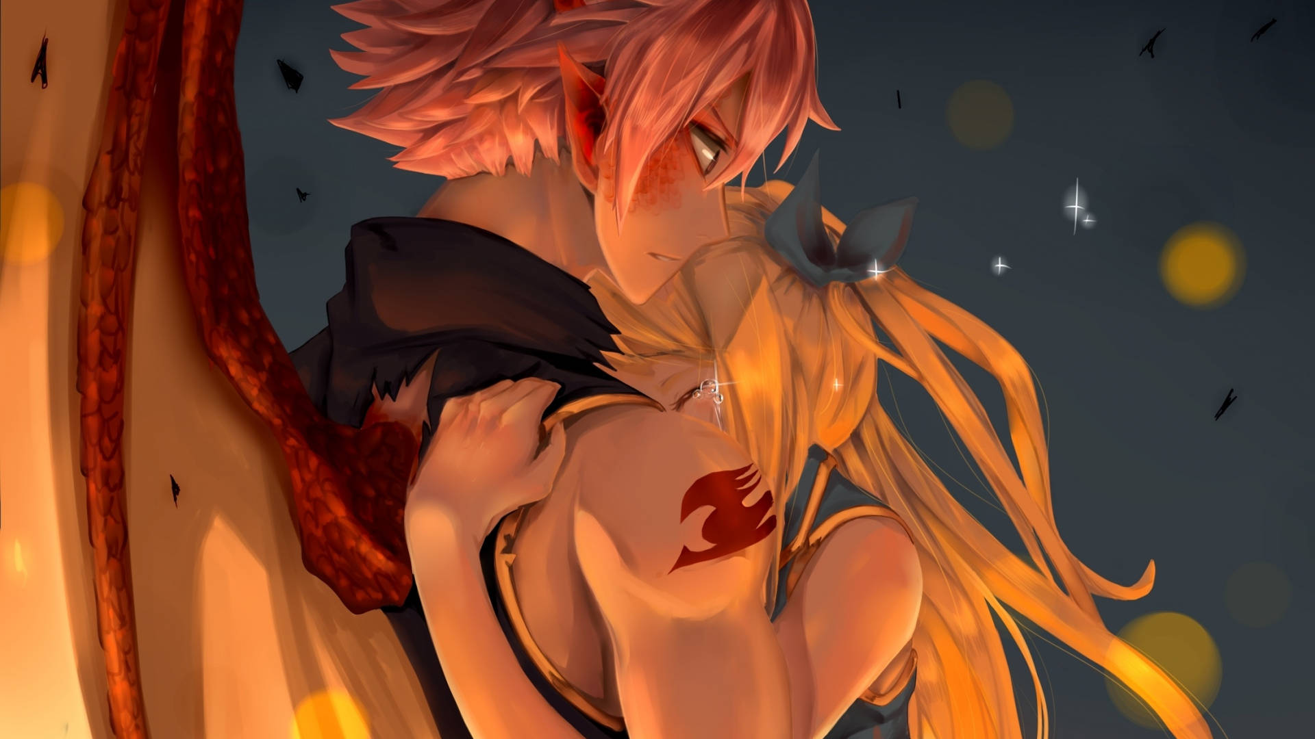 Yakap ng Anime Natsu at Lucy Wallpaper