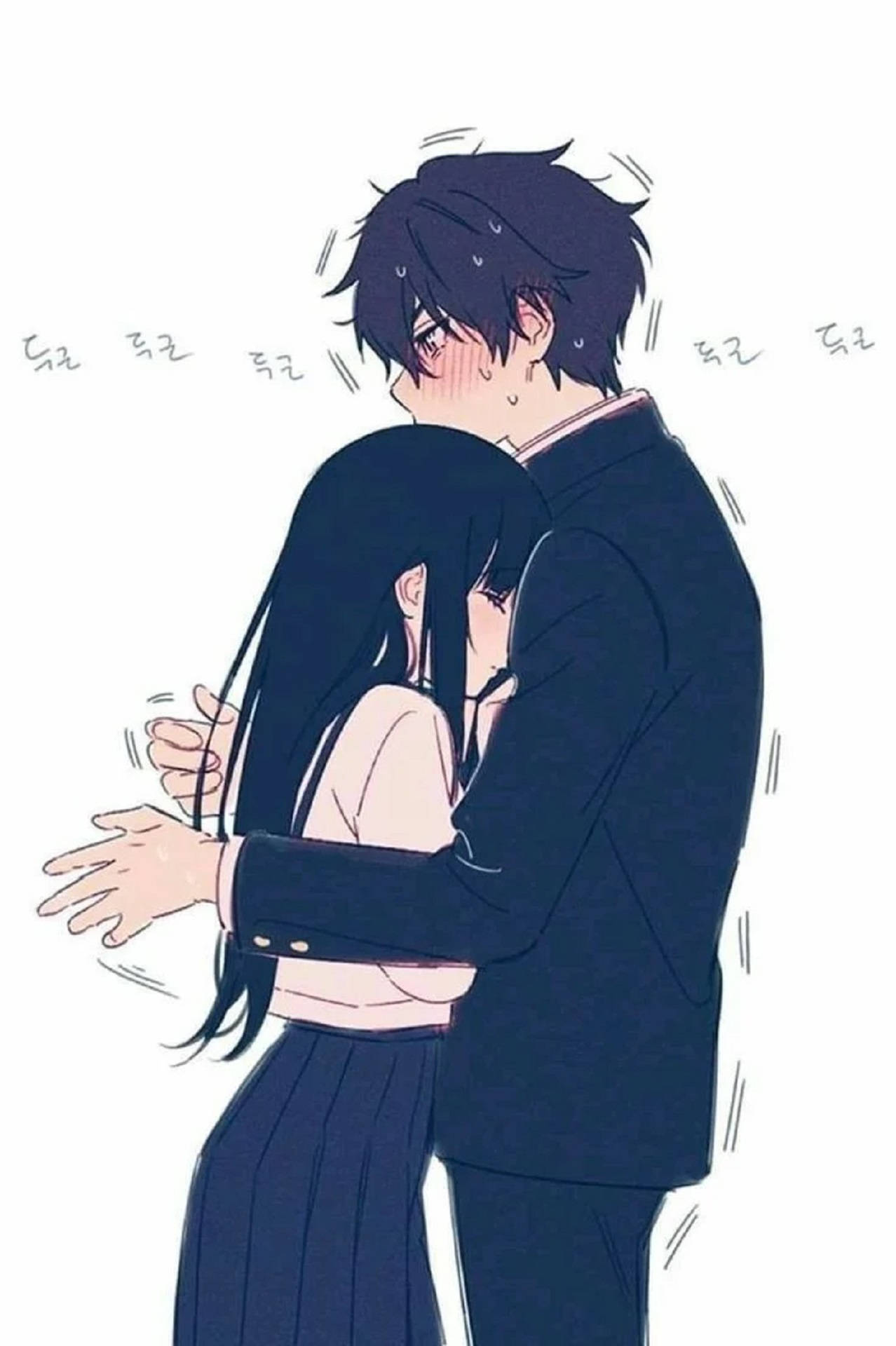 Yakap ng Anime sa Puti Wallpaper