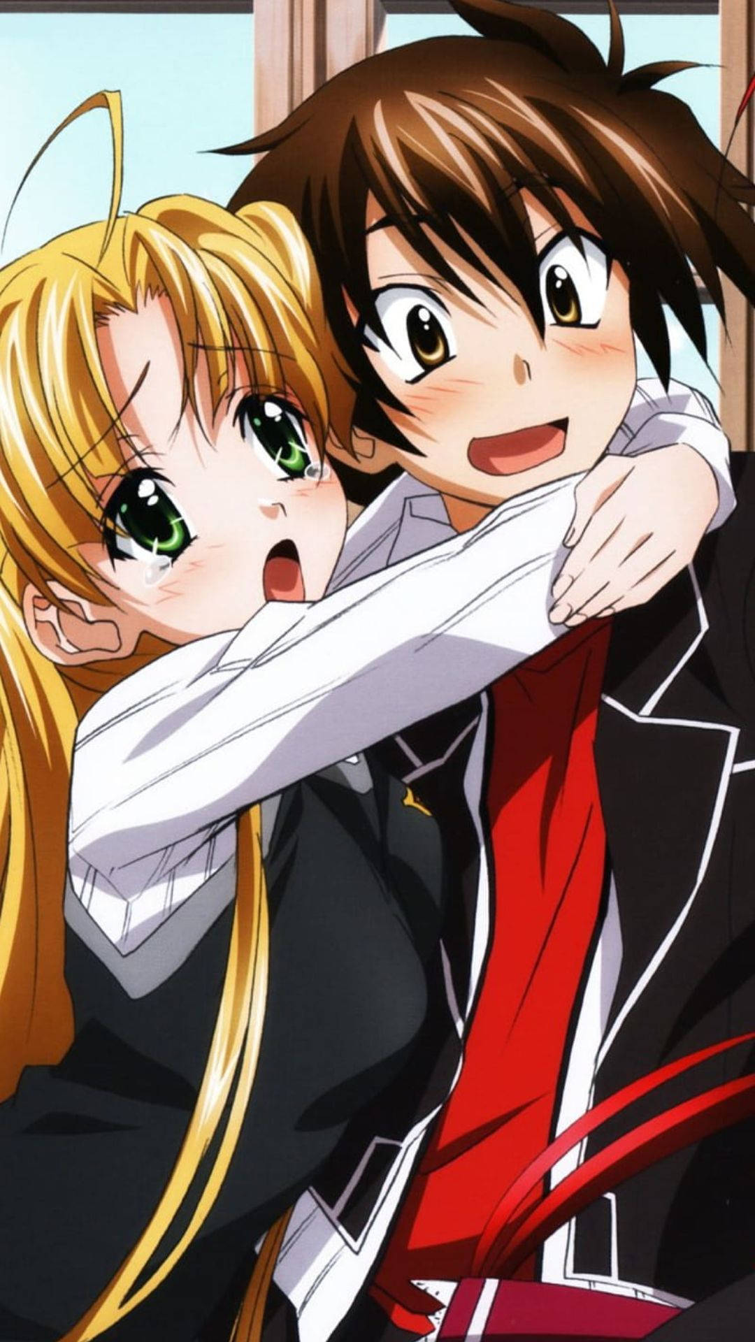Yakap ng Babaeng Estudyante sa Anime Wallpaper