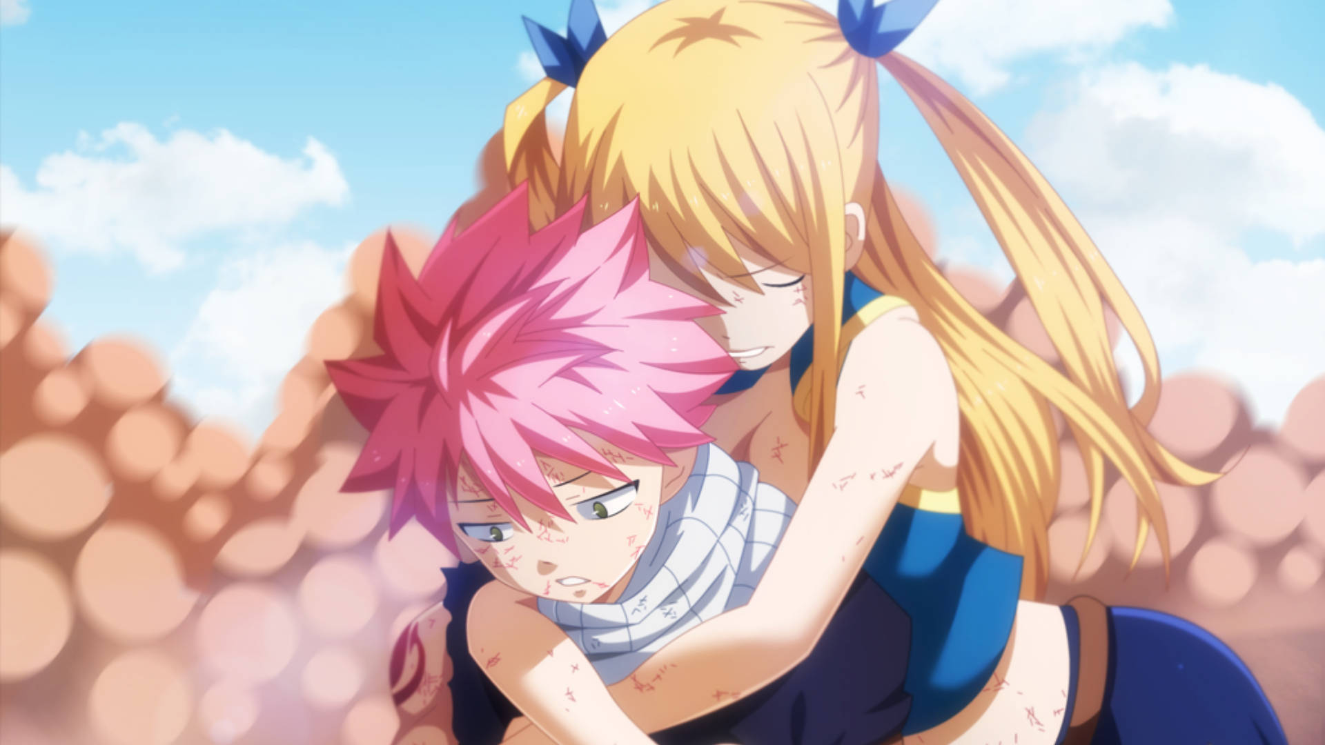 Yakap nina Natsu at Lucy sa Anime Wallpaper