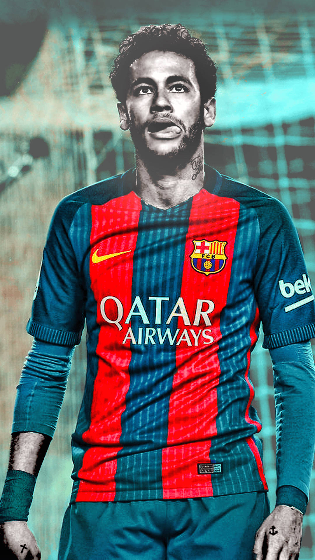 Yumakap si Neymar Jr sa mga maliliwanag na kulay Wallpaper