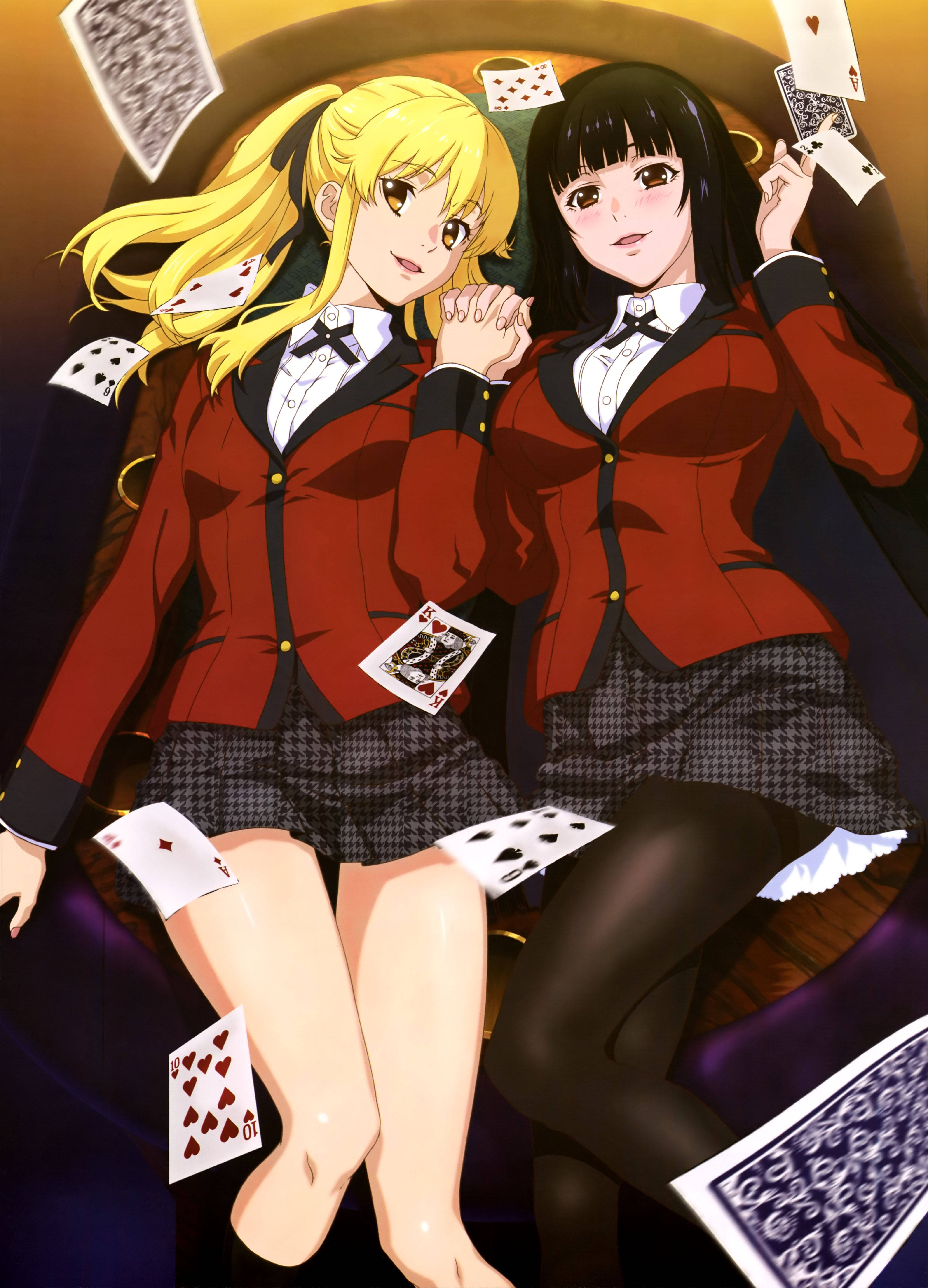 Yumeko Jabami at Mary Saotome, ang dalawang pangunahing manlalaro sa Kakegurui Wallpaper