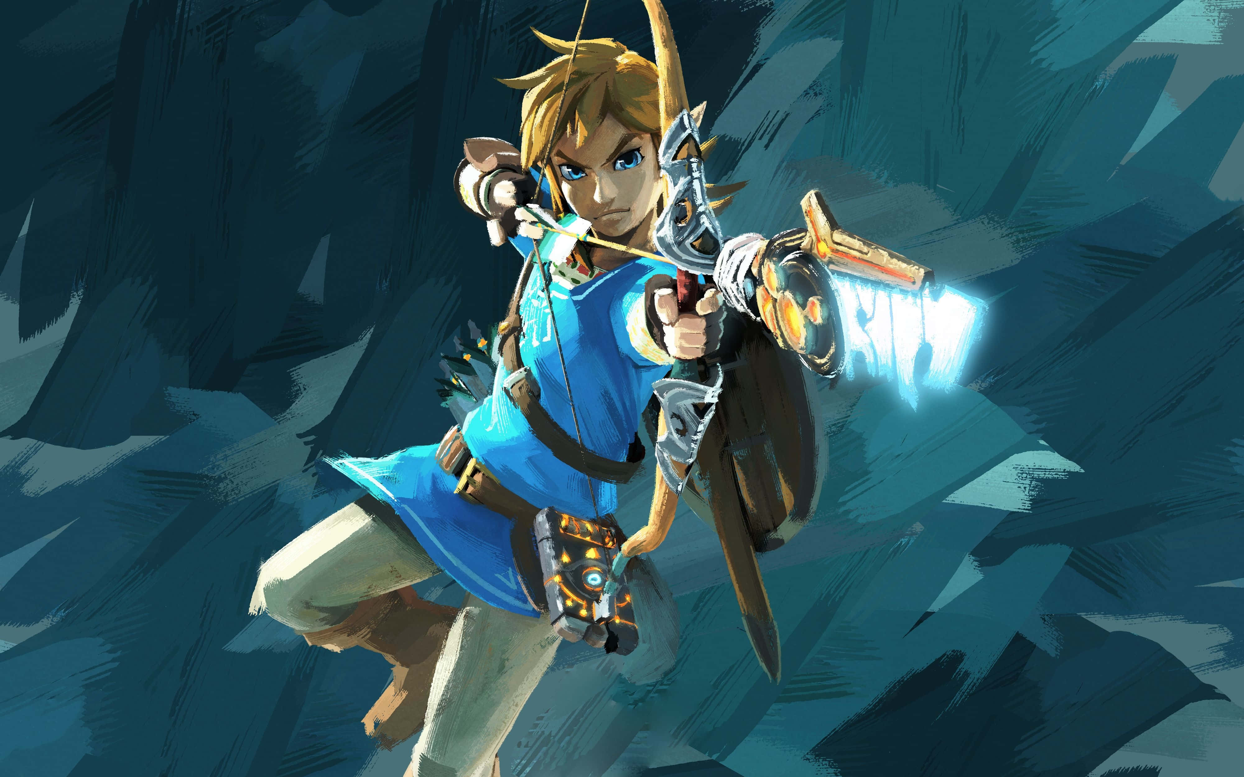 Zelda Breath Of The Wild 4K Link na Nagpupuntirya ng Gawa-gawang Palaso Wallpaper
