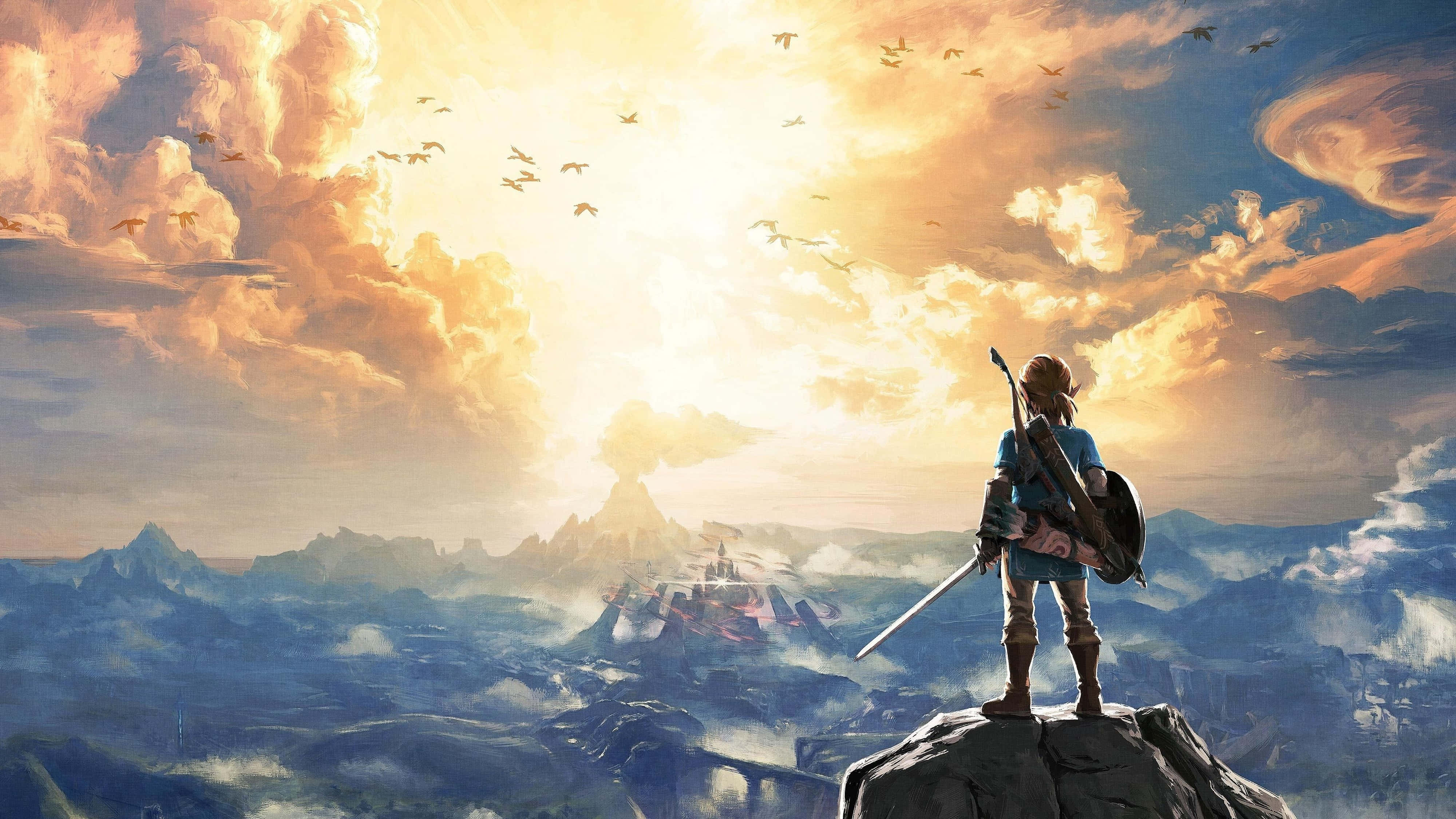 Zelda Breath Of The Wild 4K Link Nakatingin sa Langit Wallpaper