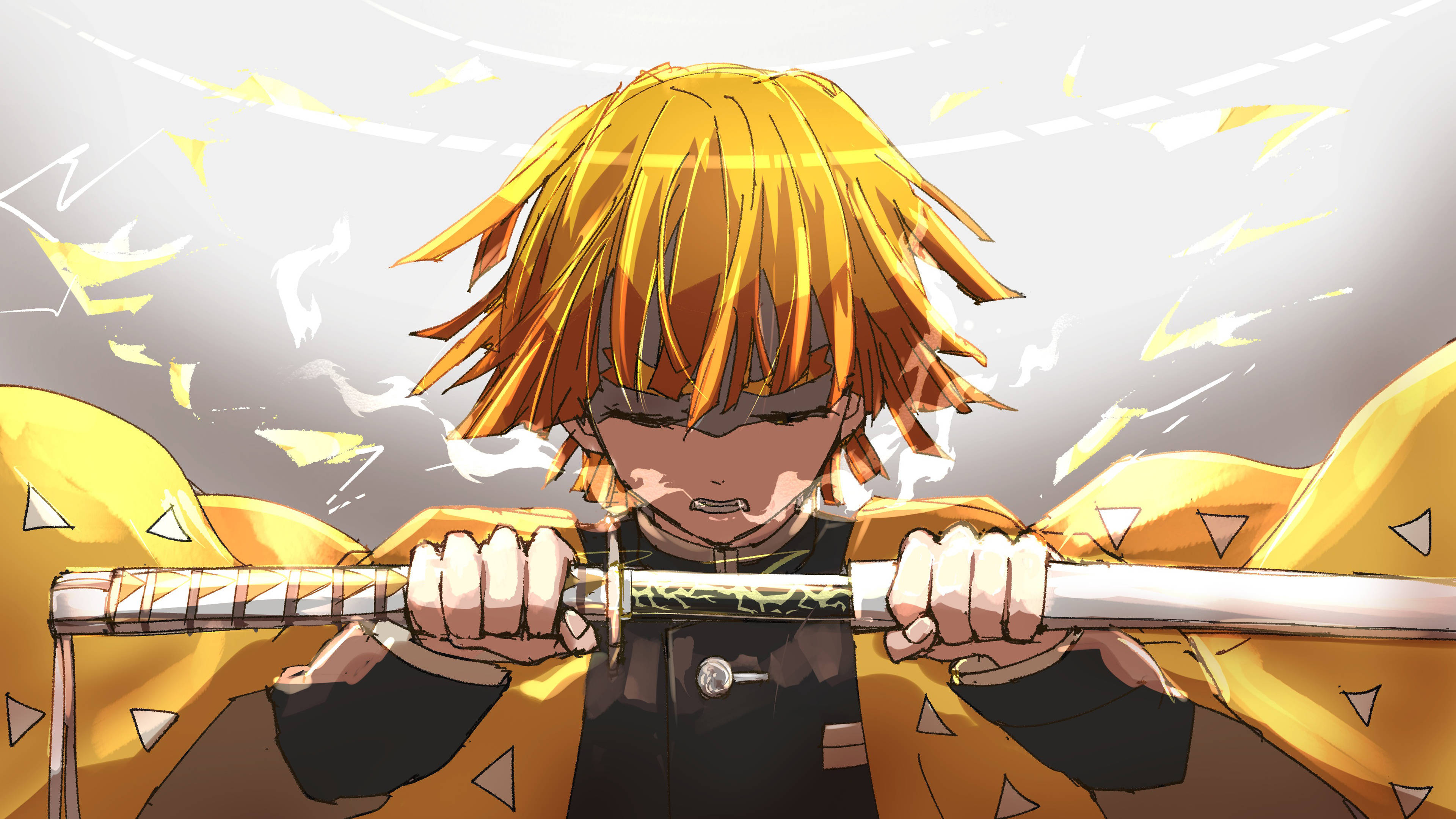 Zenitsu na Nagtatanggal ng Espada mula sa Demon Slayer Wallpaper