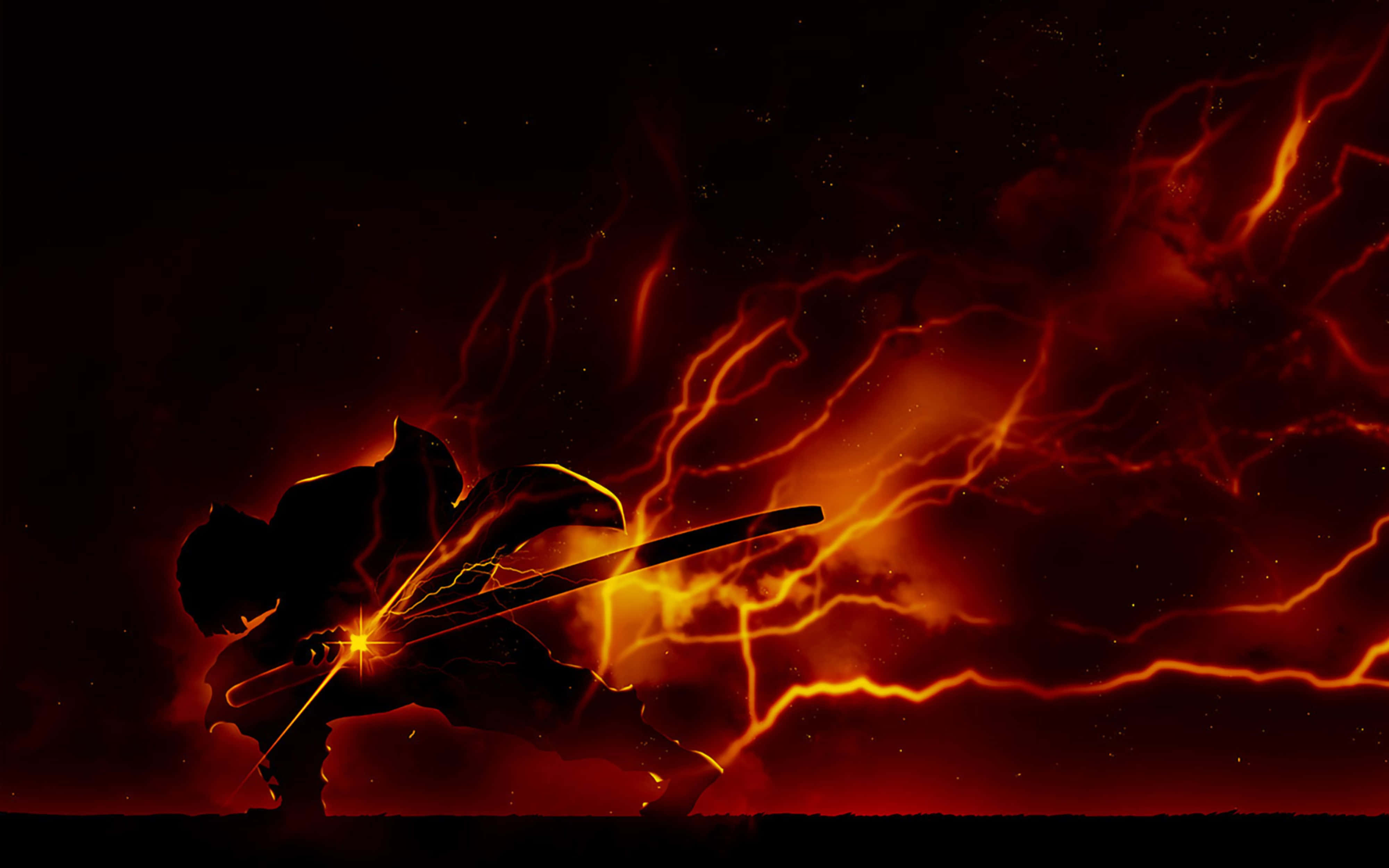 Zenitsu ng Demon Slayer Nagliliyab na Kapangyarihan 4K Wallpaper