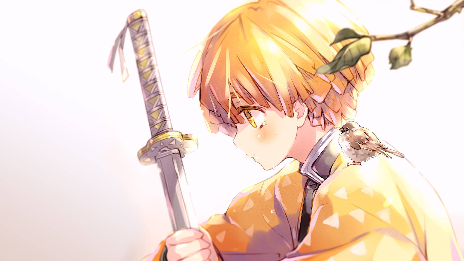 Zenitsu ng Demon Slayer sa Sikat ng Araw Wallpaper