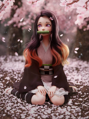 3D Larawan ni Nezuko mula sa Demon Slayer